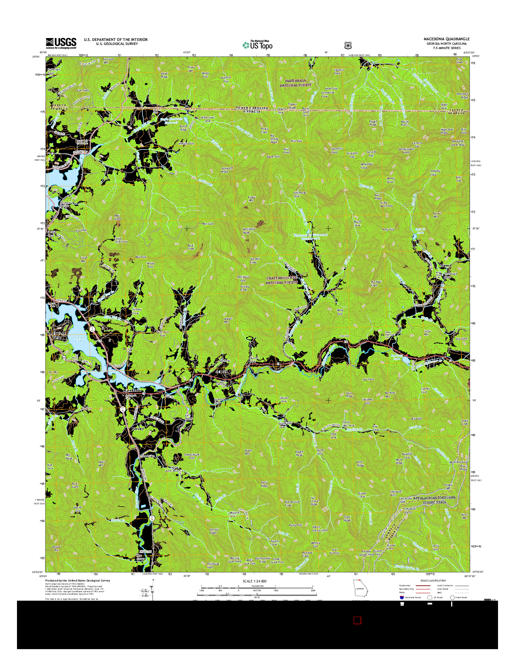 USGS US TOPO 7.5-MINUTE MAP FOR MACEDONIA, GA-NC 2017