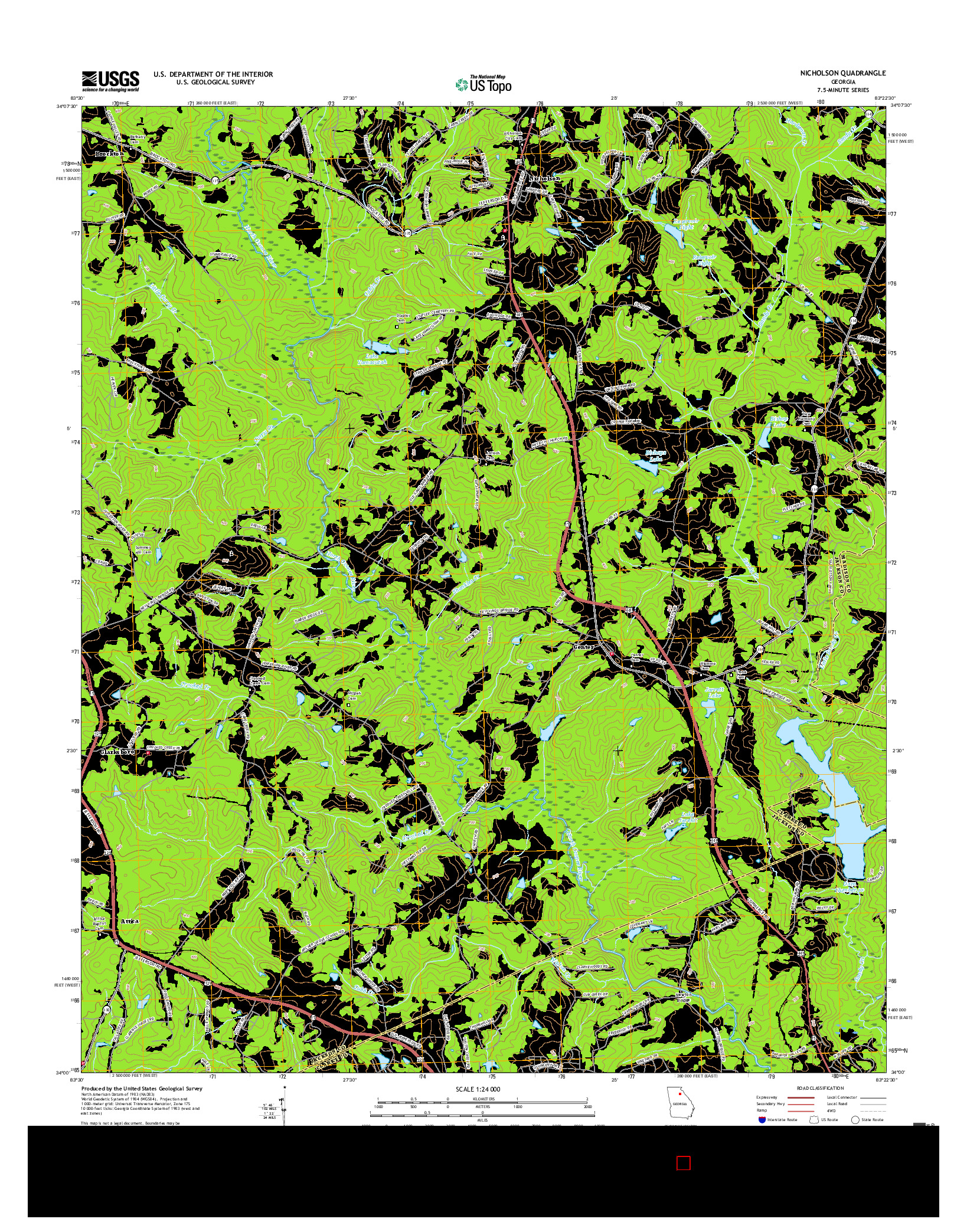 USGS US TOPO 7.5-MINUTE MAP FOR NICHOLSON, GA 2017