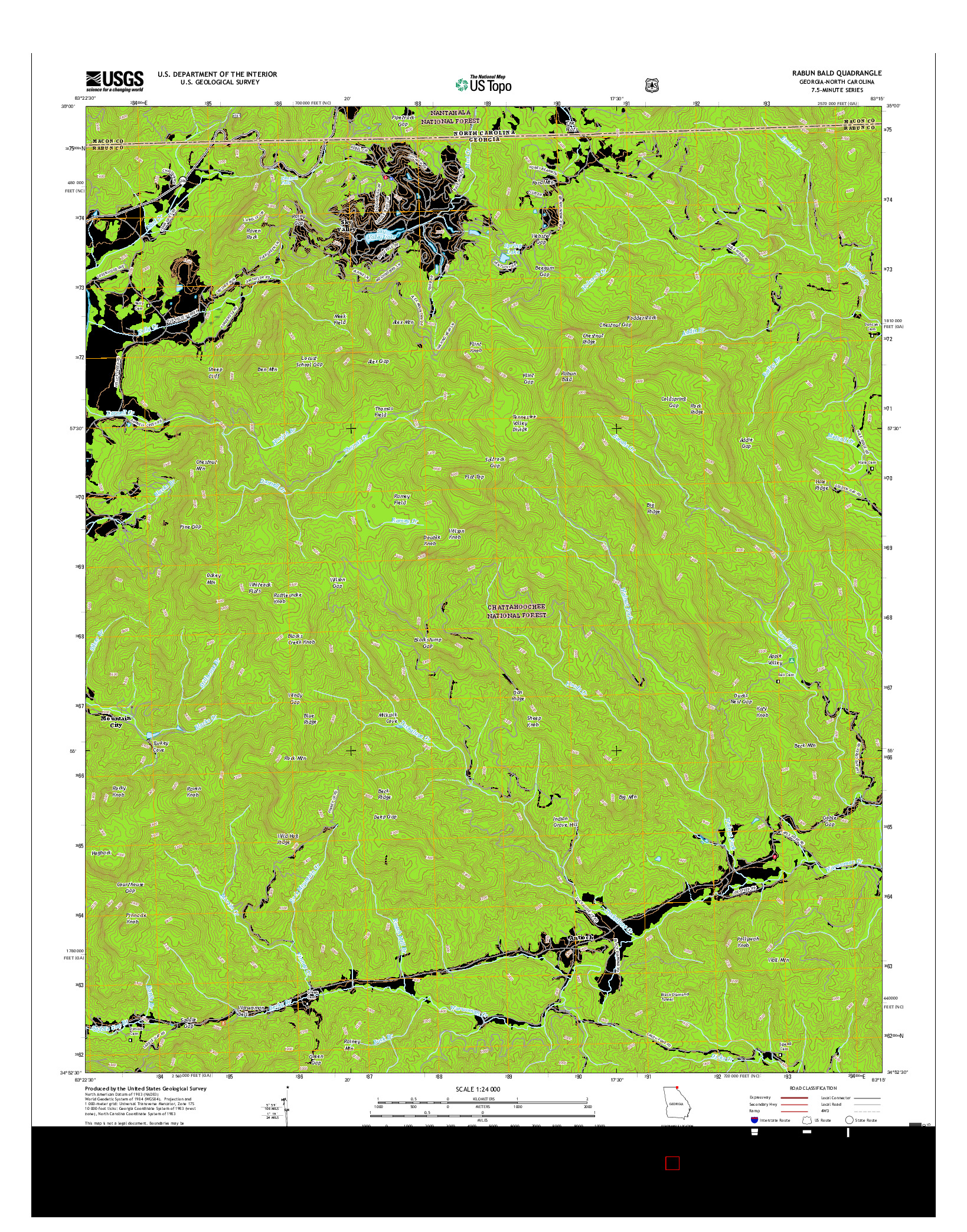 USGS US TOPO 7.5-MINUTE MAP FOR RABUN BALD, GA-NC 2017