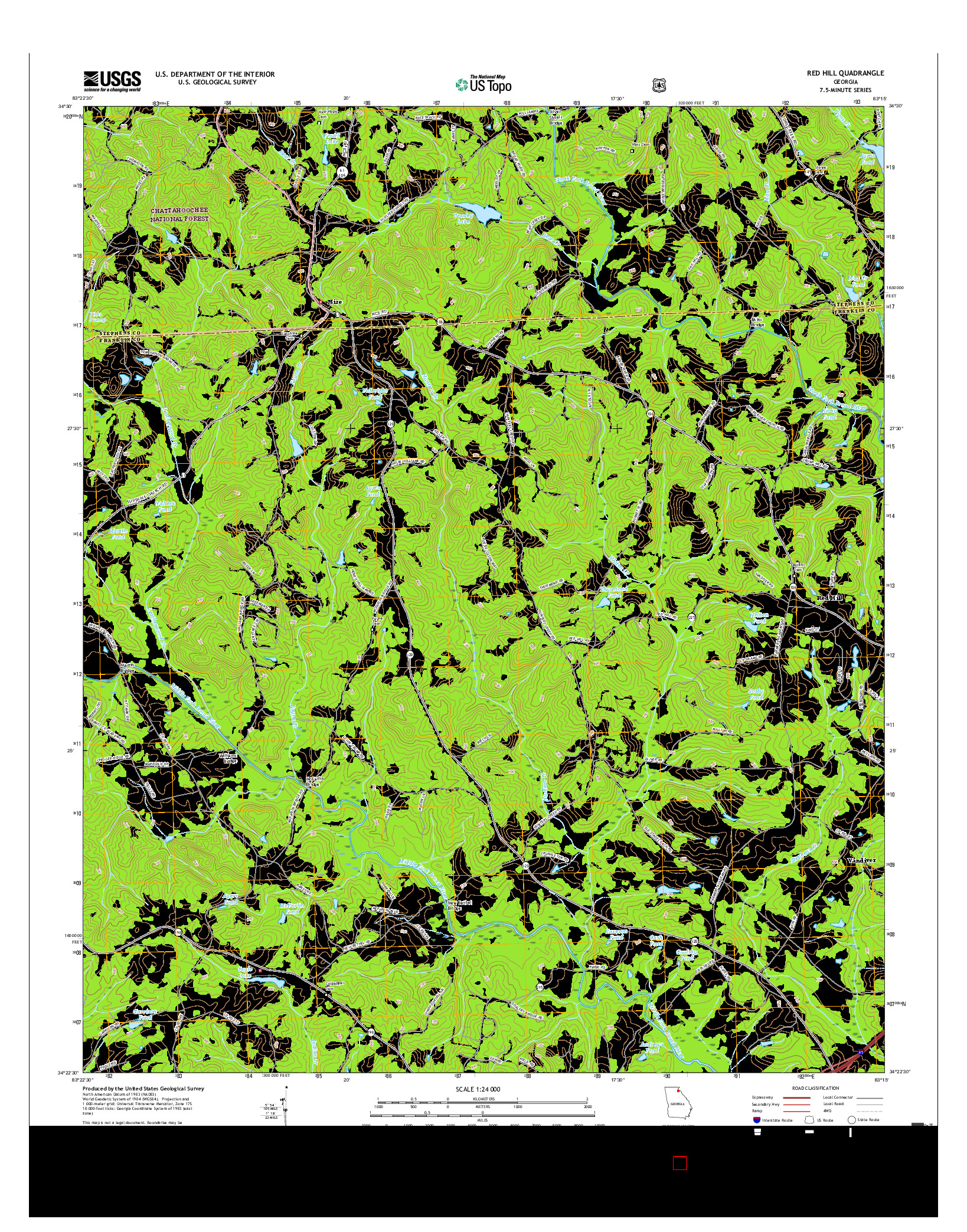 USGS US TOPO 7.5-MINUTE MAP FOR RED HILL, GA 2017