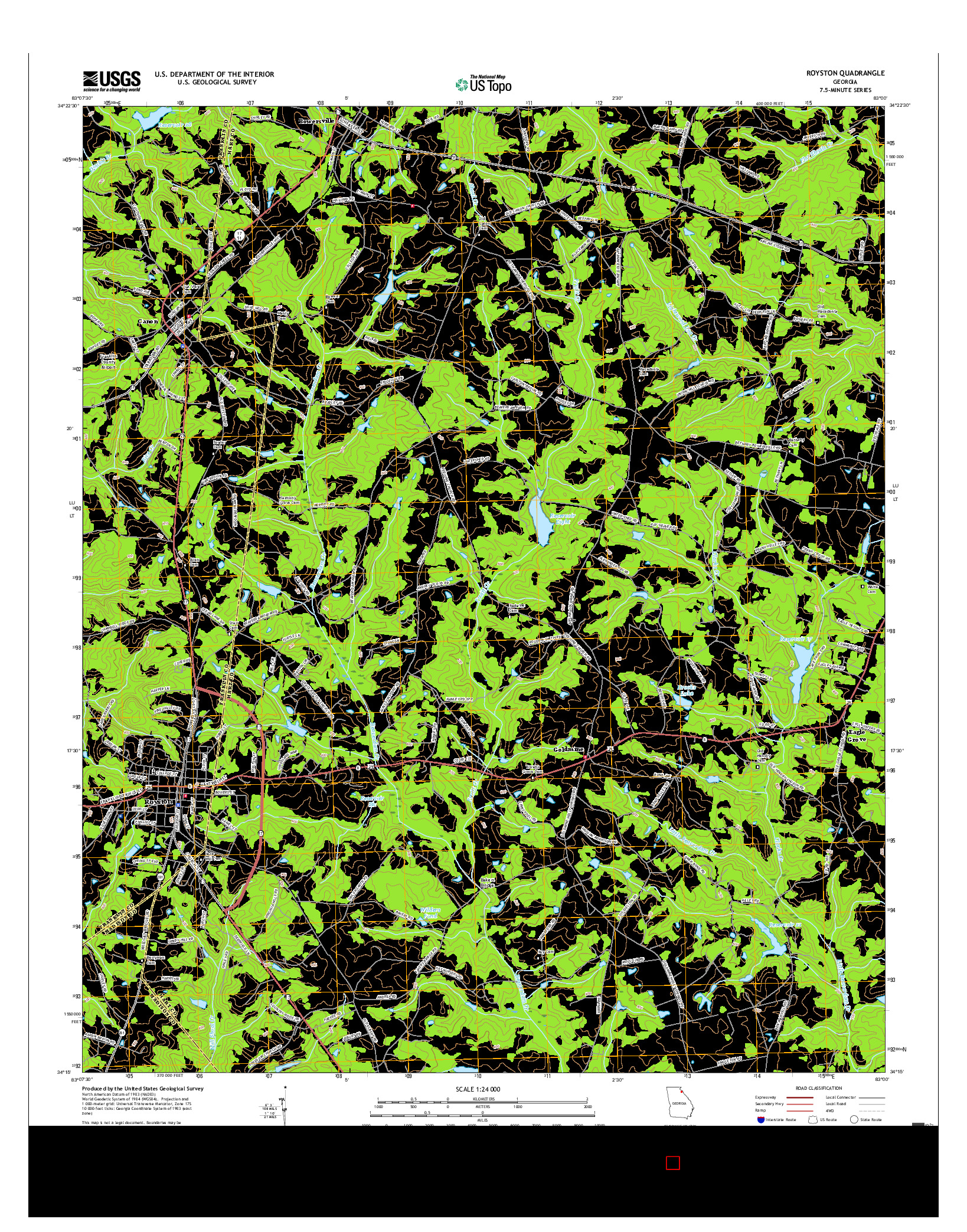 USGS US TOPO 7.5-MINUTE MAP FOR ROYSTON, GA 2017