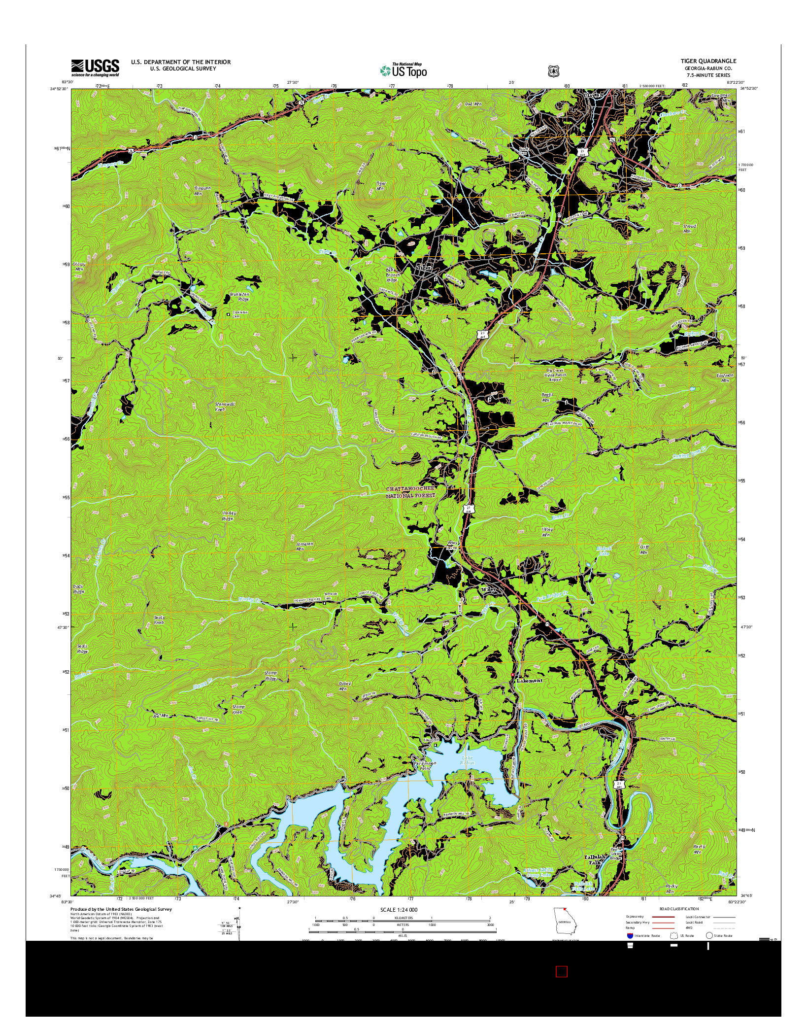 USGS US TOPO 7.5-MINUTE MAP FOR TIGER, GA 2017