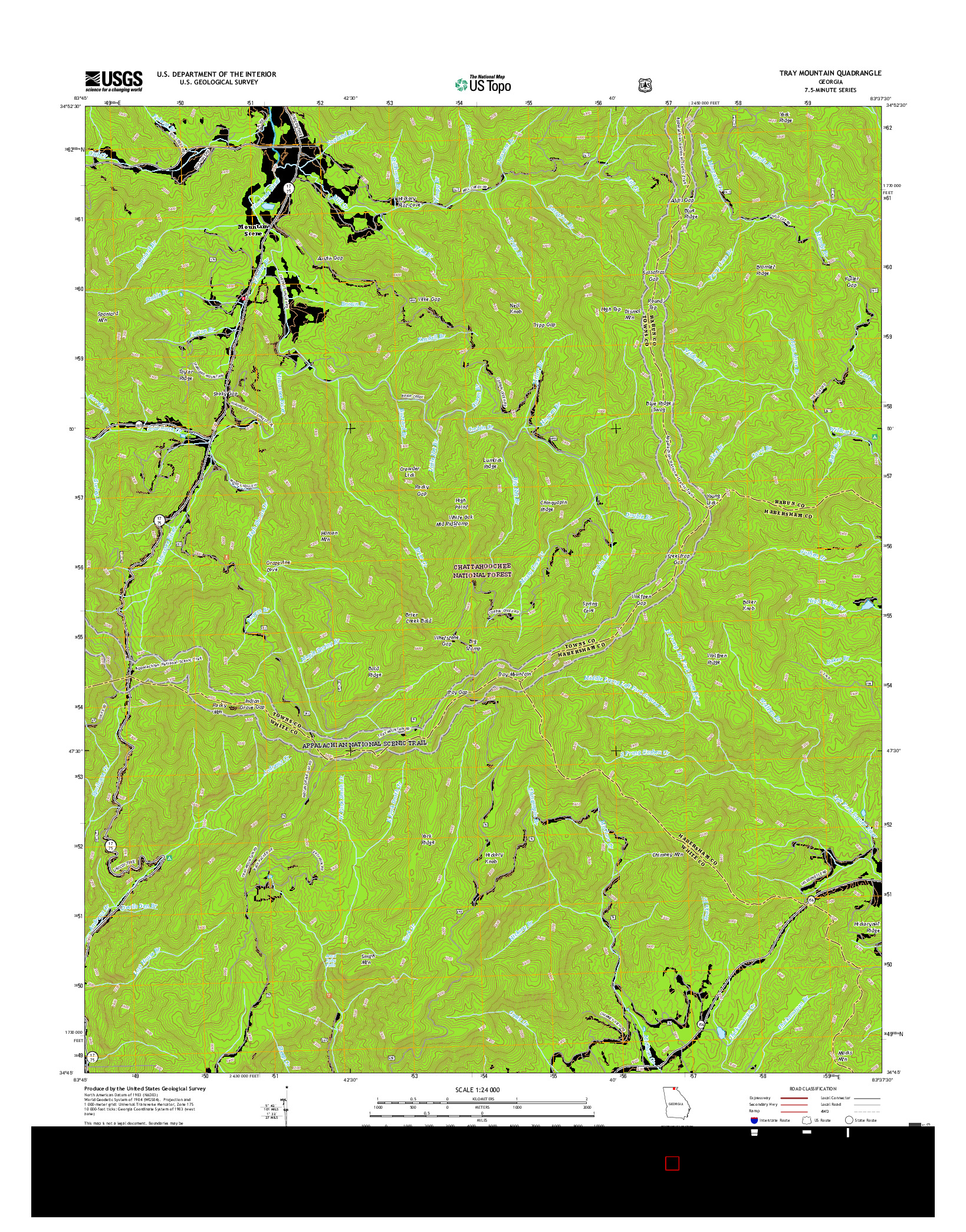 USGS US TOPO 7.5-MINUTE MAP FOR TRAY MOUNTAIN, GA 2017