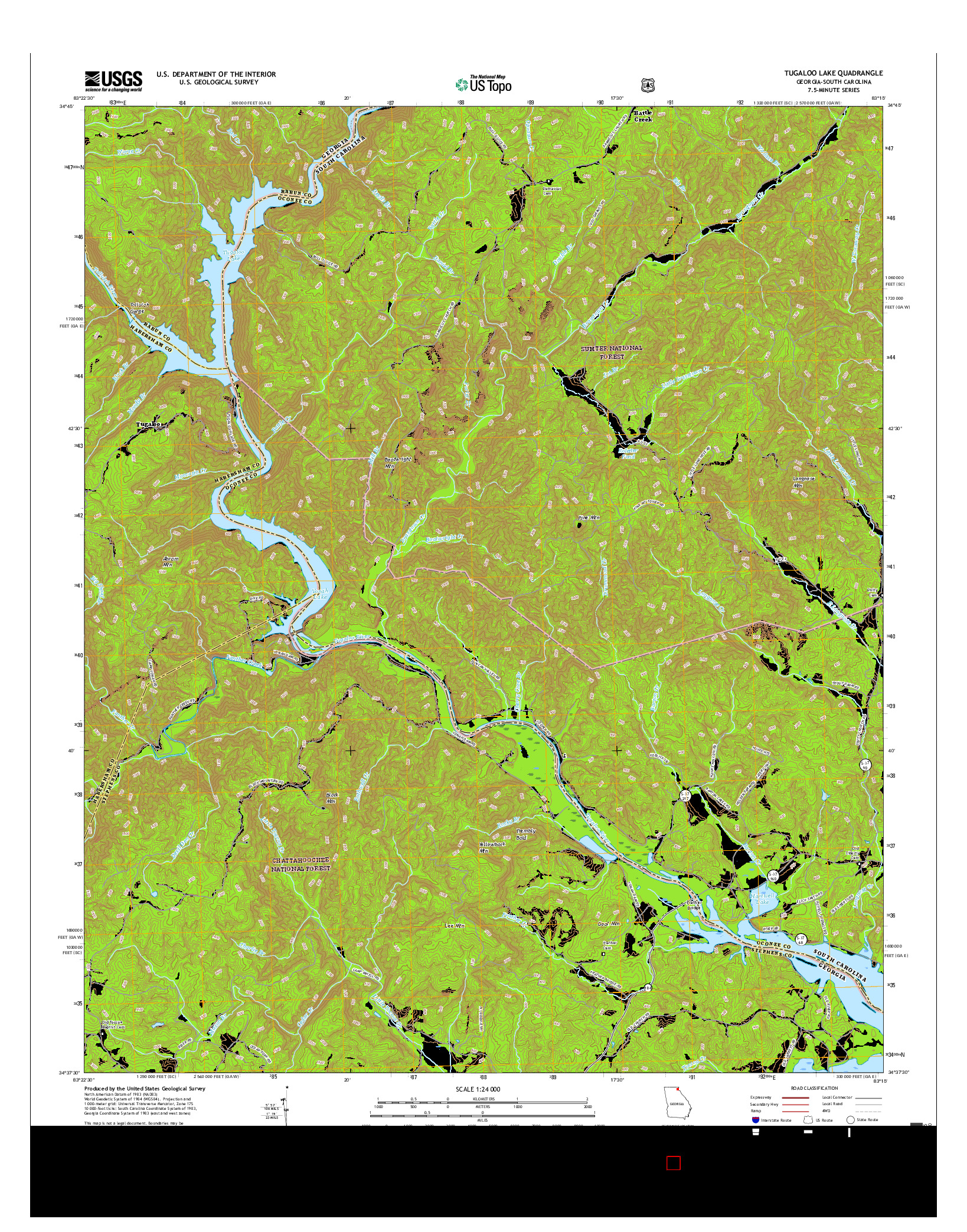 USGS US TOPO 7.5-MINUTE MAP FOR TUGALOO LAKE, GA-SC 2017