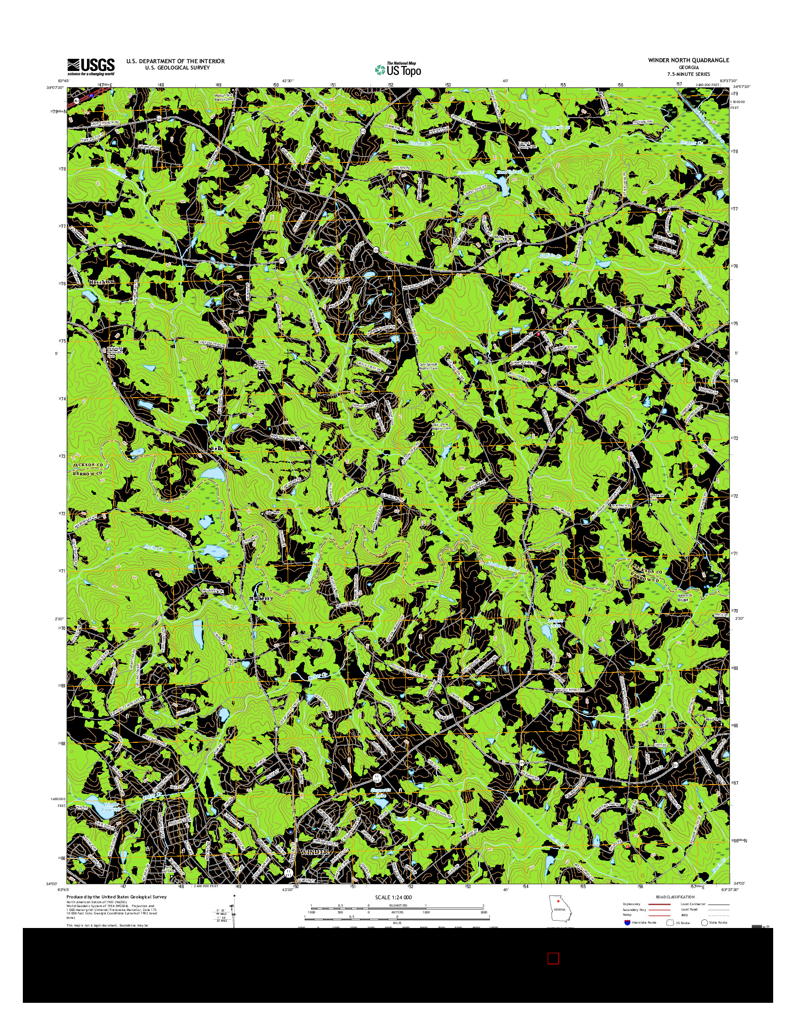 USGS US TOPO 7.5-MINUTE MAP FOR WINDER NORTH, GA 2017