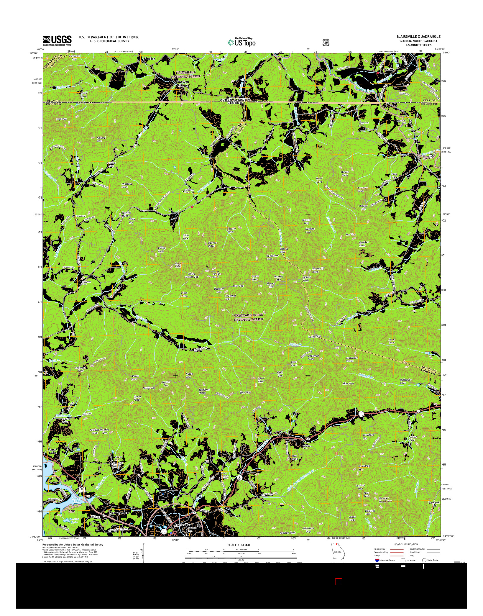 USGS US TOPO 7.5-MINUTE MAP FOR BLAIRSVILLE, GA-NC 2017