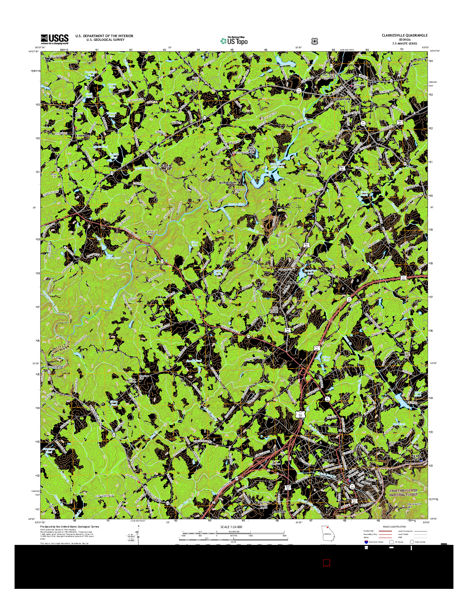 USGS US TOPO 7.5-MINUTE MAP FOR CLARKESVILLE, GA 2017