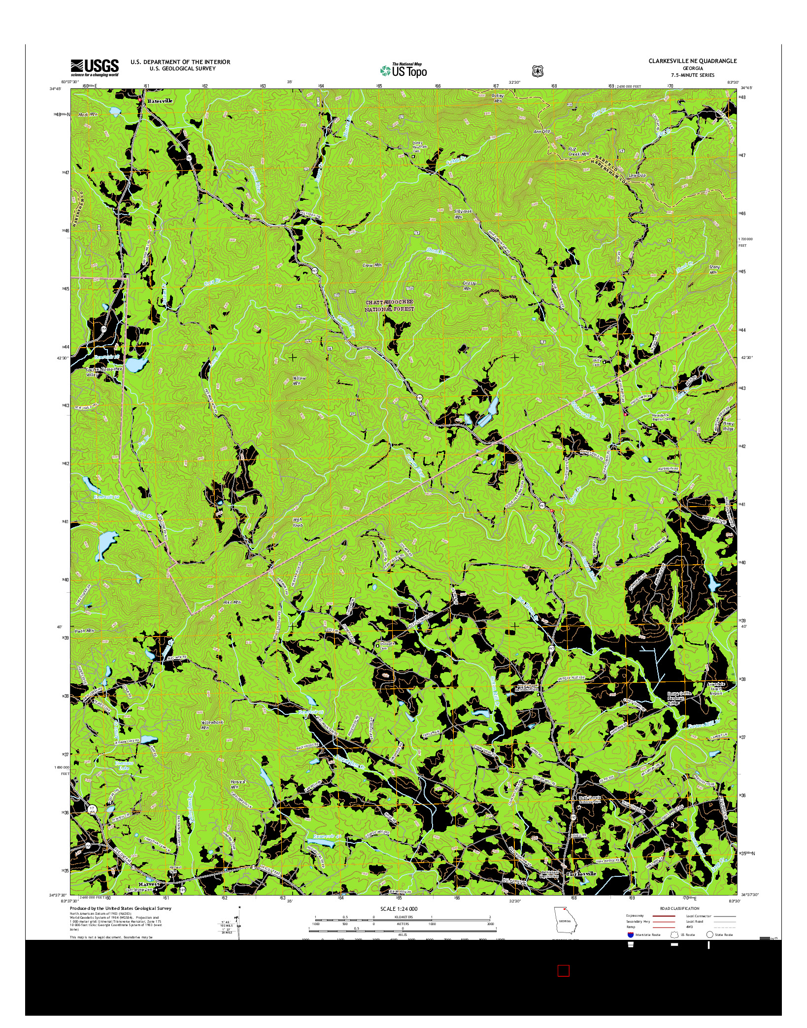 USGS US TOPO 7.5-MINUTE MAP FOR CLARKESVILLE NE, GA 2017