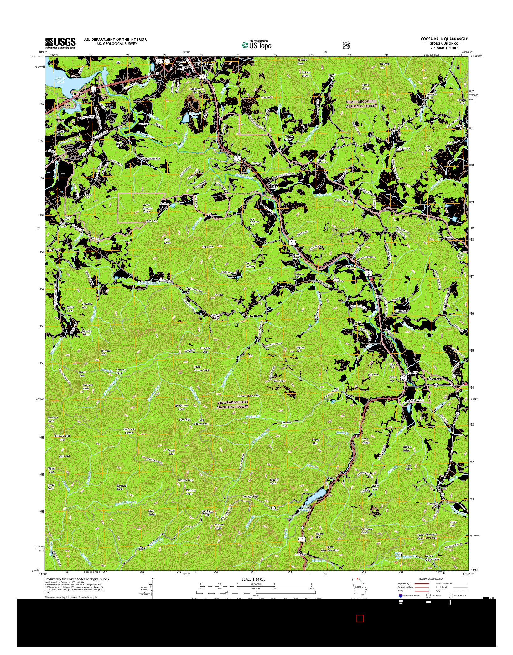 USGS US TOPO 7.5-MINUTE MAP FOR COOSA BALD, GA 2017