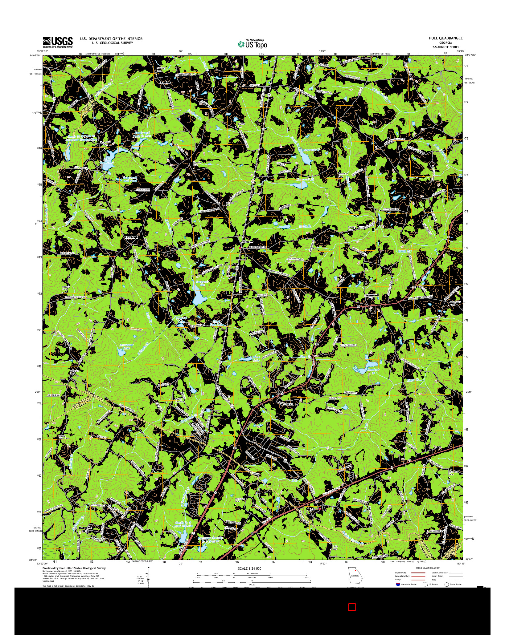 USGS US TOPO 7.5-MINUTE MAP FOR HULL, GA 2017