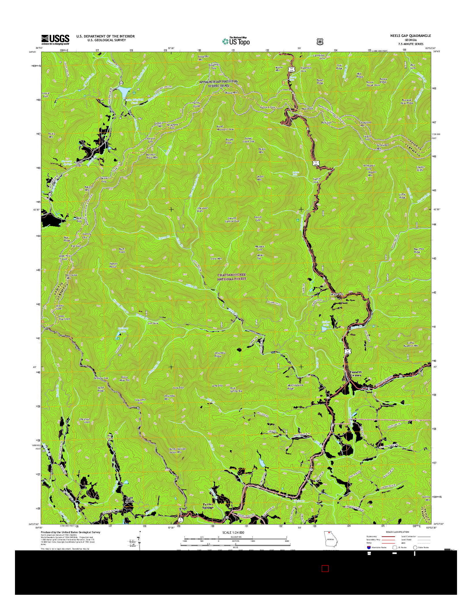 USGS US TOPO 7.5-MINUTE MAP FOR NEELS GAP, GA 2017