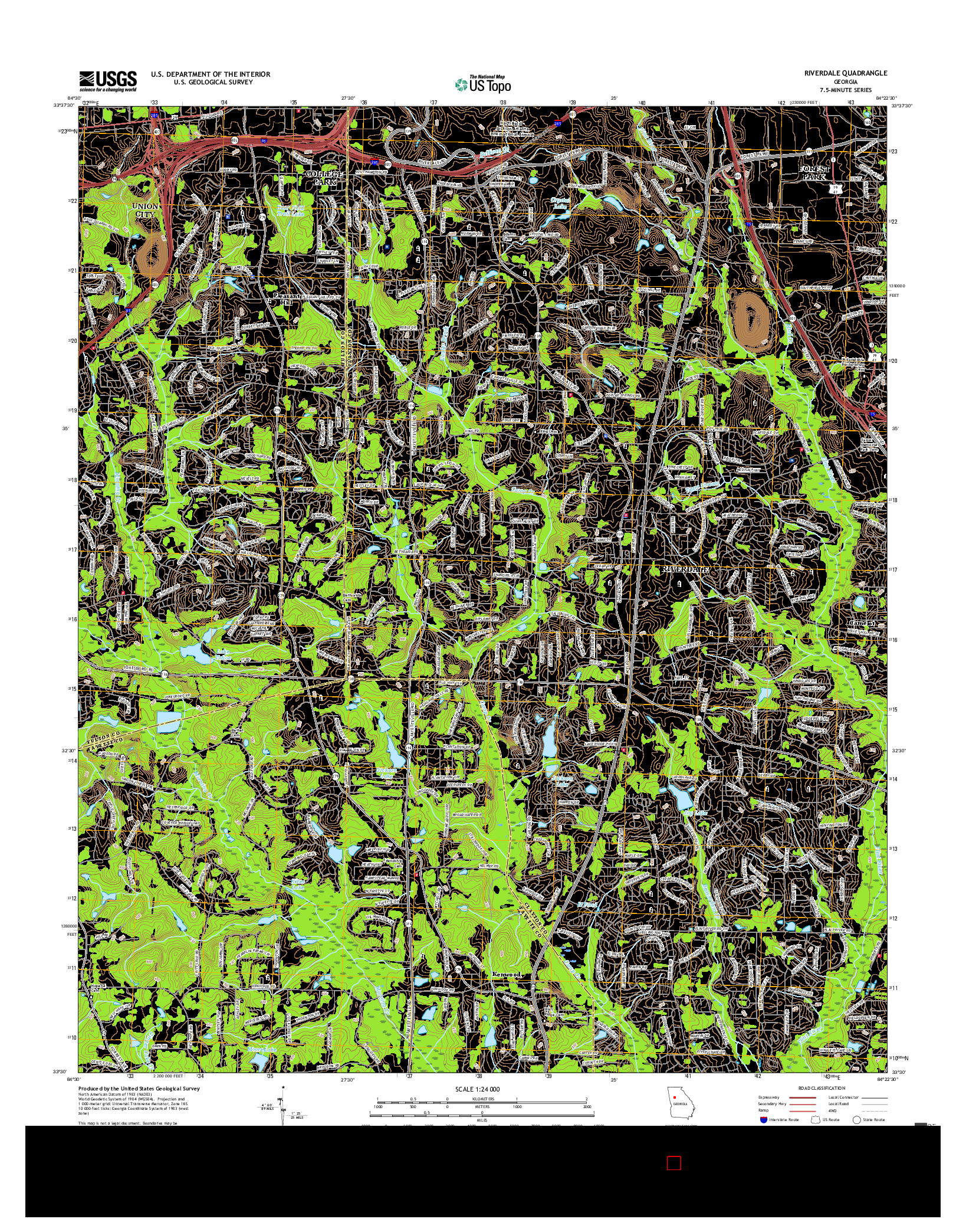 USGS US TOPO 7.5-MINUTE MAP FOR RIVERDALE, GA 2017