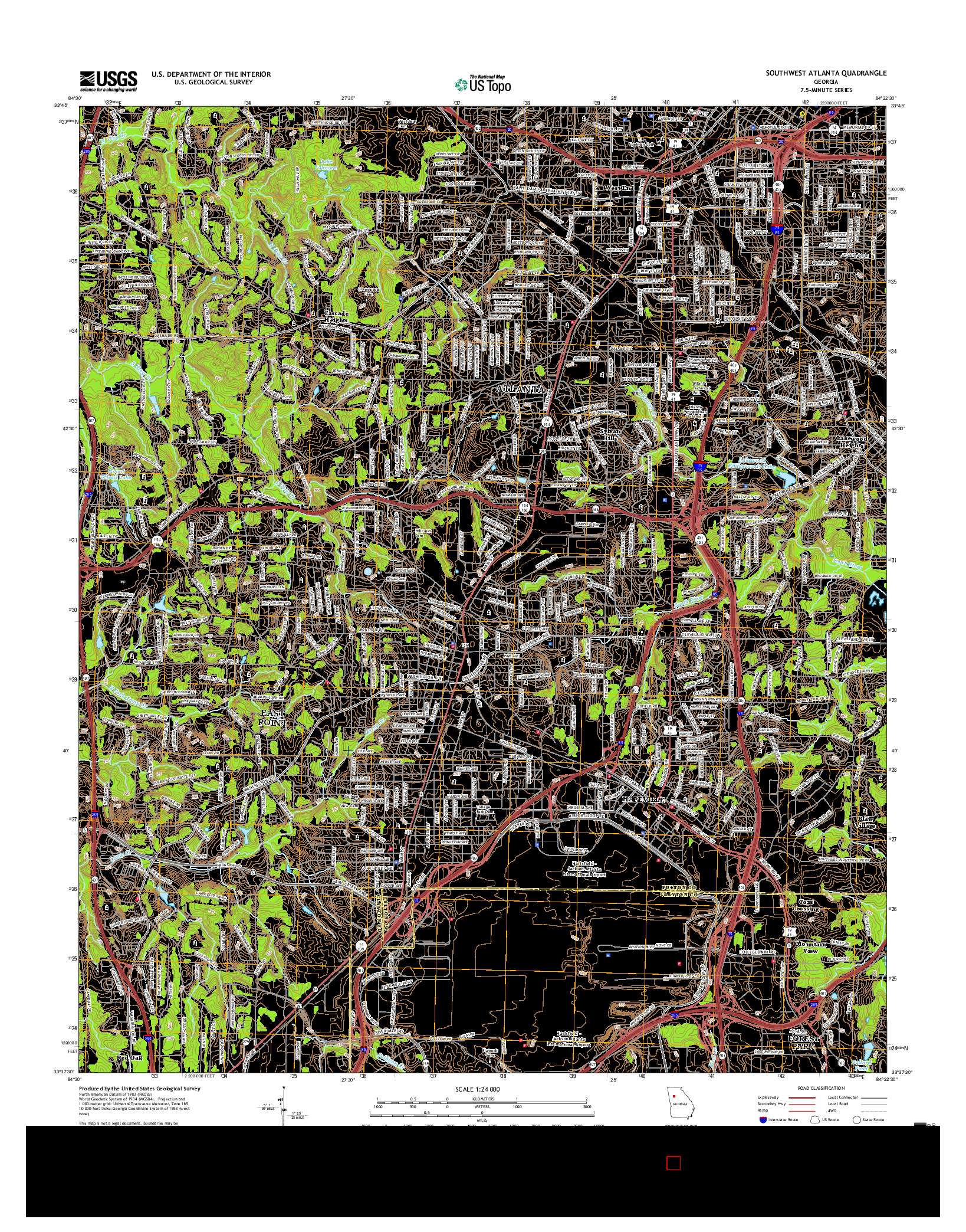 USGS US TOPO 7.5-MINUTE MAP FOR SOUTHWEST ATLANTA, GA 2017