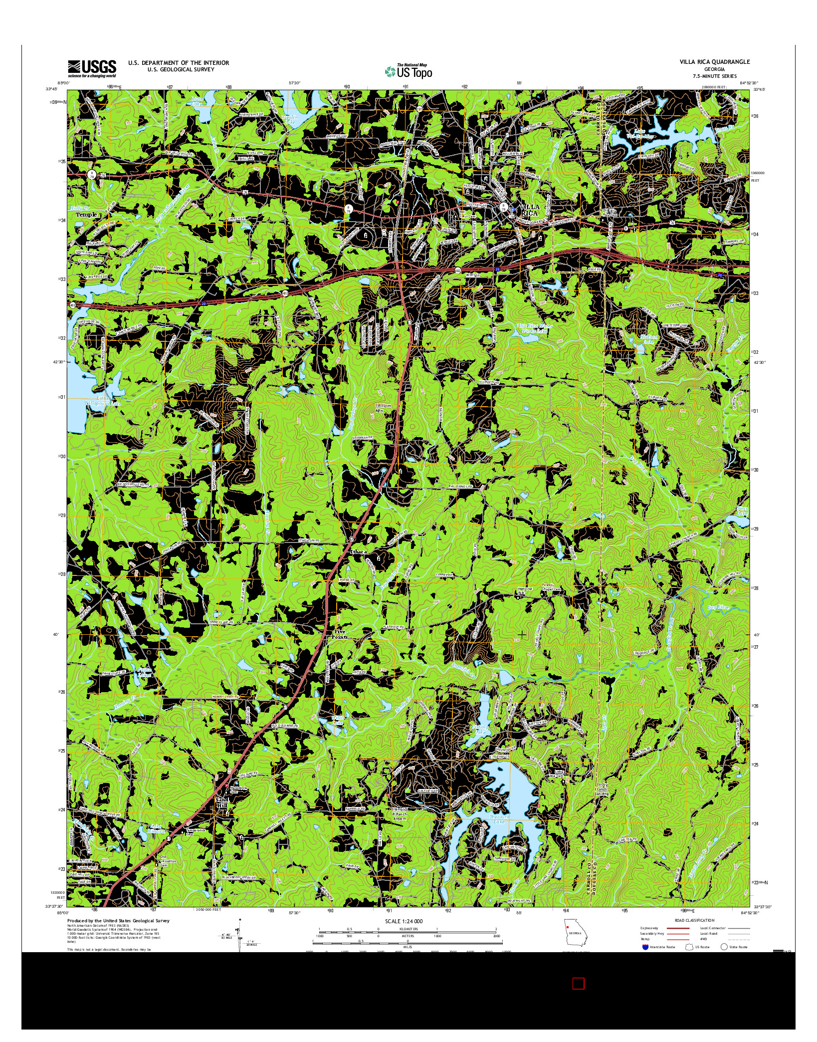 USGS US TOPO 7.5-MINUTE MAP FOR VILLA RICA, GA 2017