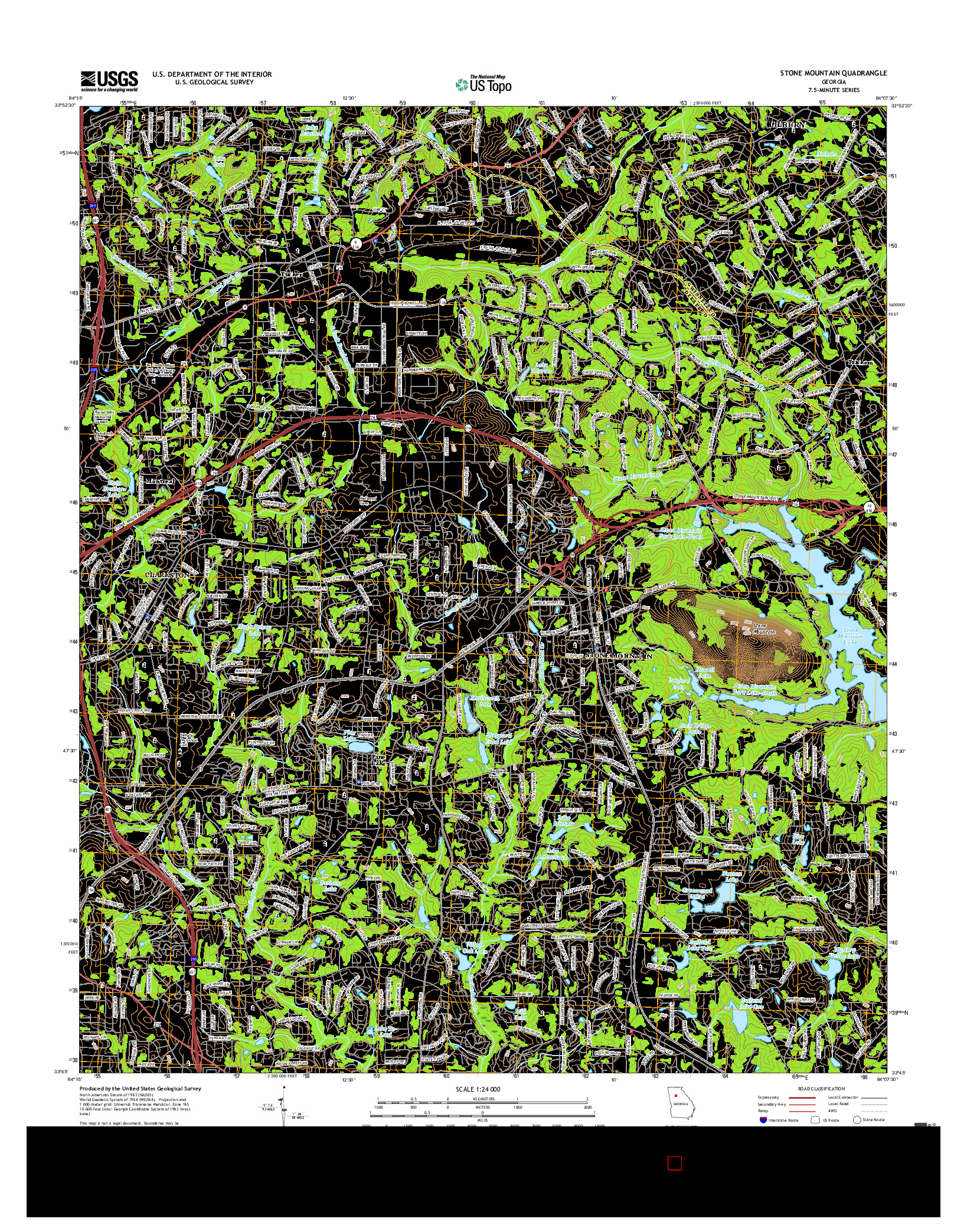 USGS US TOPO 7.5-MINUTE MAP FOR STONE MOUNTAIN, GA 2017