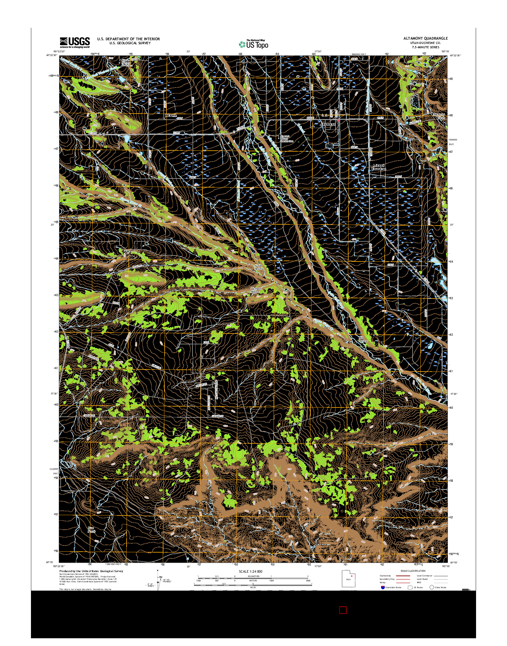 USGS US TOPO 7.5-MINUTE MAP FOR ALTAMONT, UT 2017