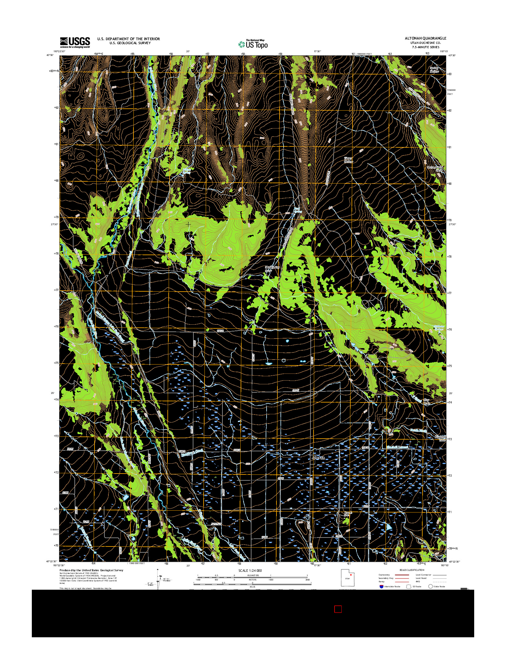 USGS US TOPO 7.5-MINUTE MAP FOR ALTONAH, UT 2017