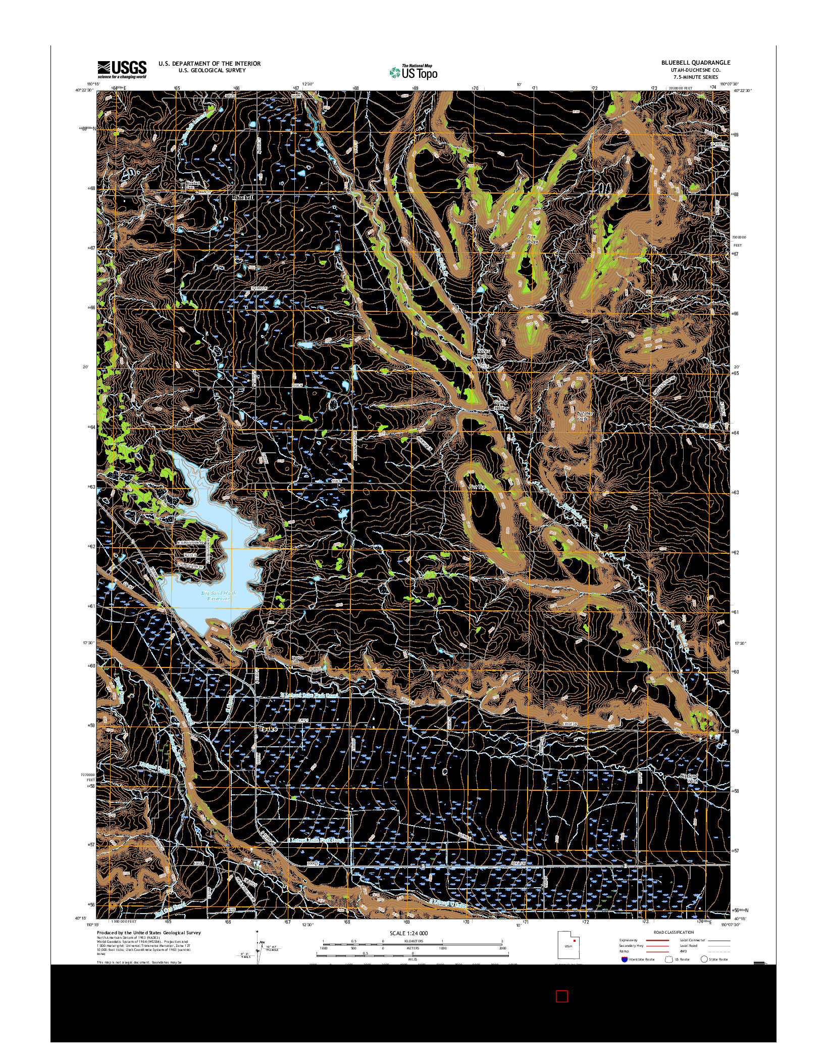 USGS US TOPO 7.5-MINUTE MAP FOR BLUEBELL, UT 2017