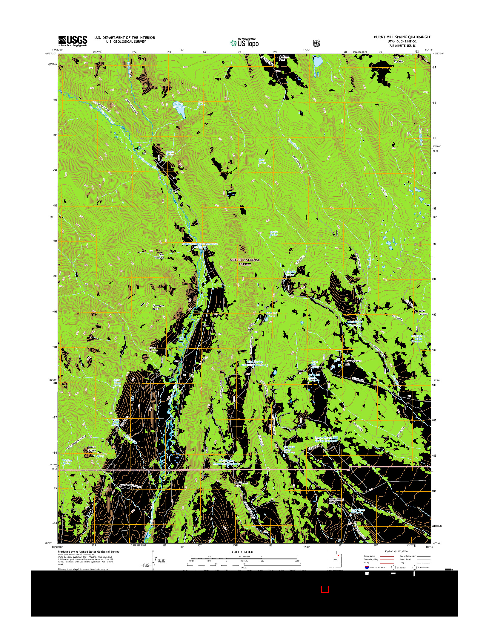 USGS US TOPO 7.5-MINUTE MAP FOR BURNT MILL SPRING, UT 2017