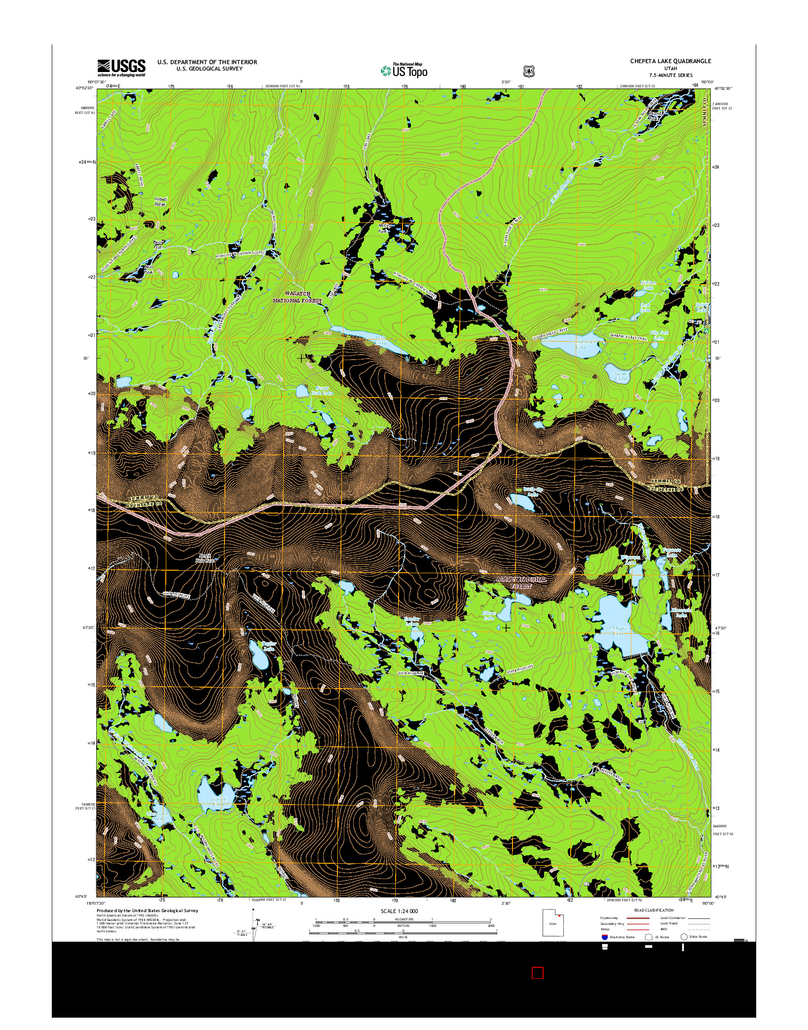 USGS US TOPO 7.5-MINUTE MAP FOR CHEPETA LAKE, UT 2017