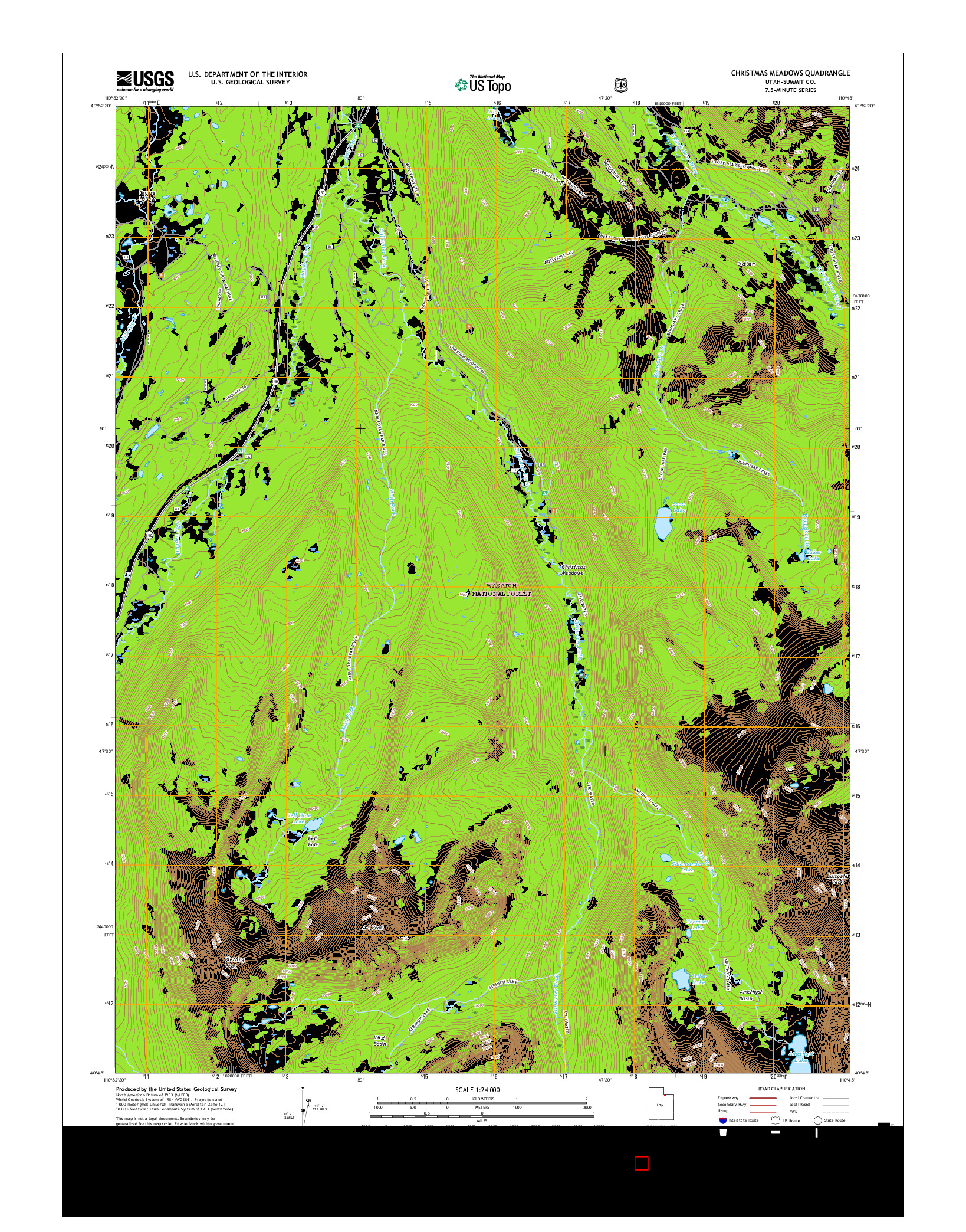 USGS US TOPO 7.5-MINUTE MAP FOR CHRISTMAS MEADOWS, UT 2017