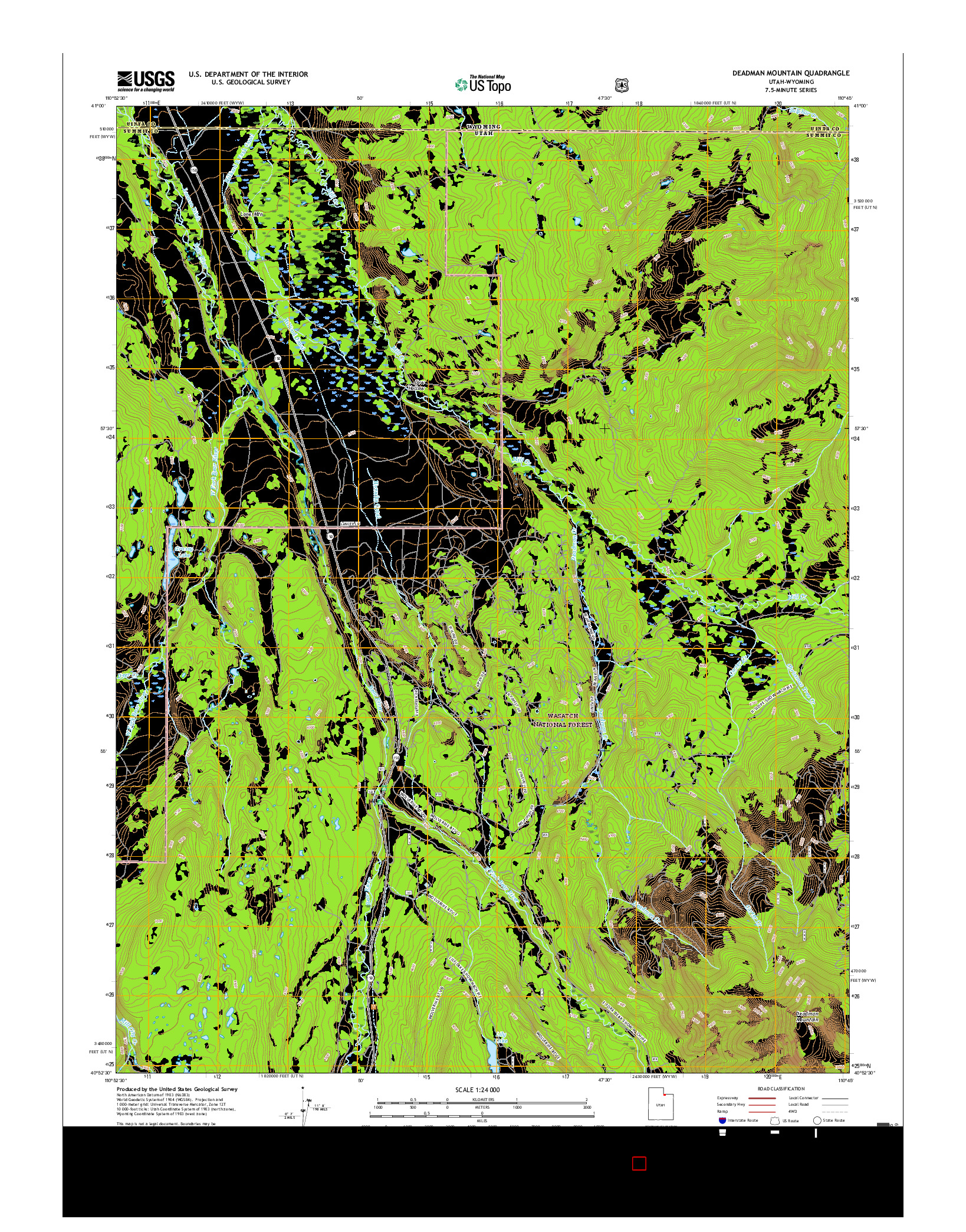 USGS US TOPO 7.5-MINUTE MAP FOR DEADMAN MOUNTAIN, UT-WY 2017