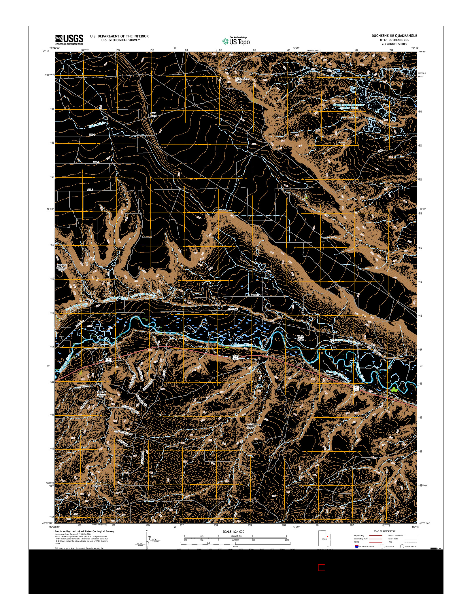 USGS US TOPO 7.5-MINUTE MAP FOR DUCHESNE NE, UT 2017