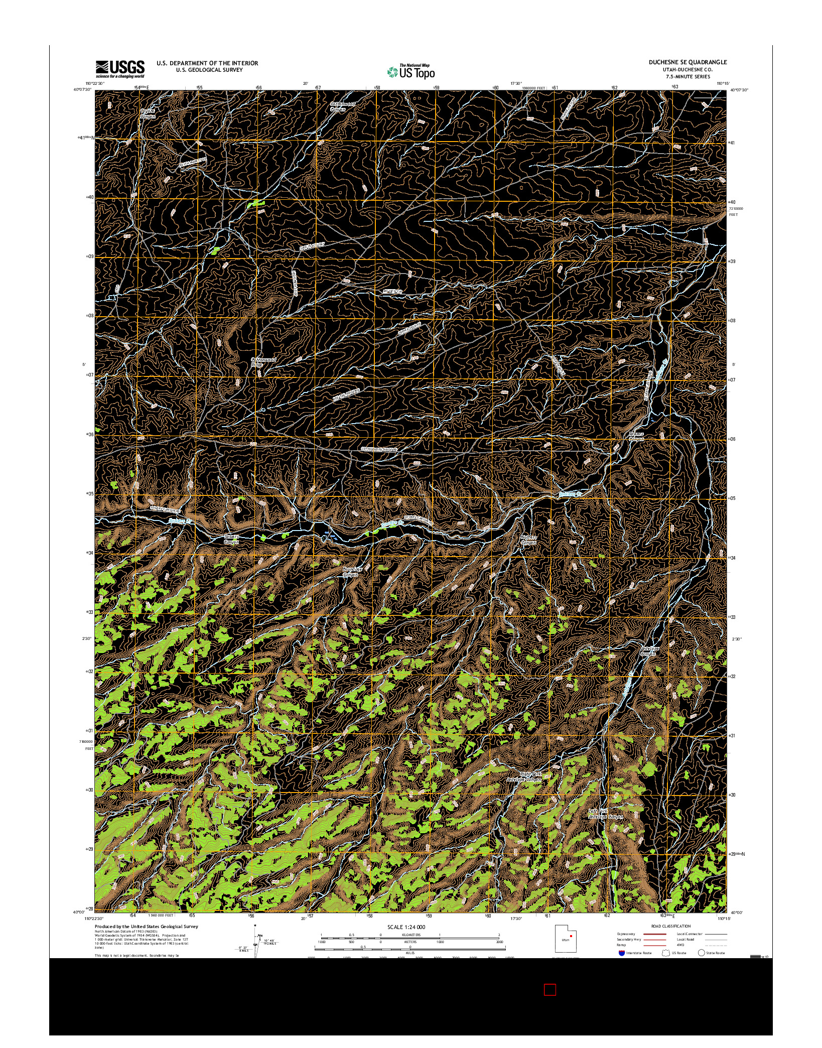 USGS US TOPO 7.5-MINUTE MAP FOR DUCHESNE SE, UT 2017