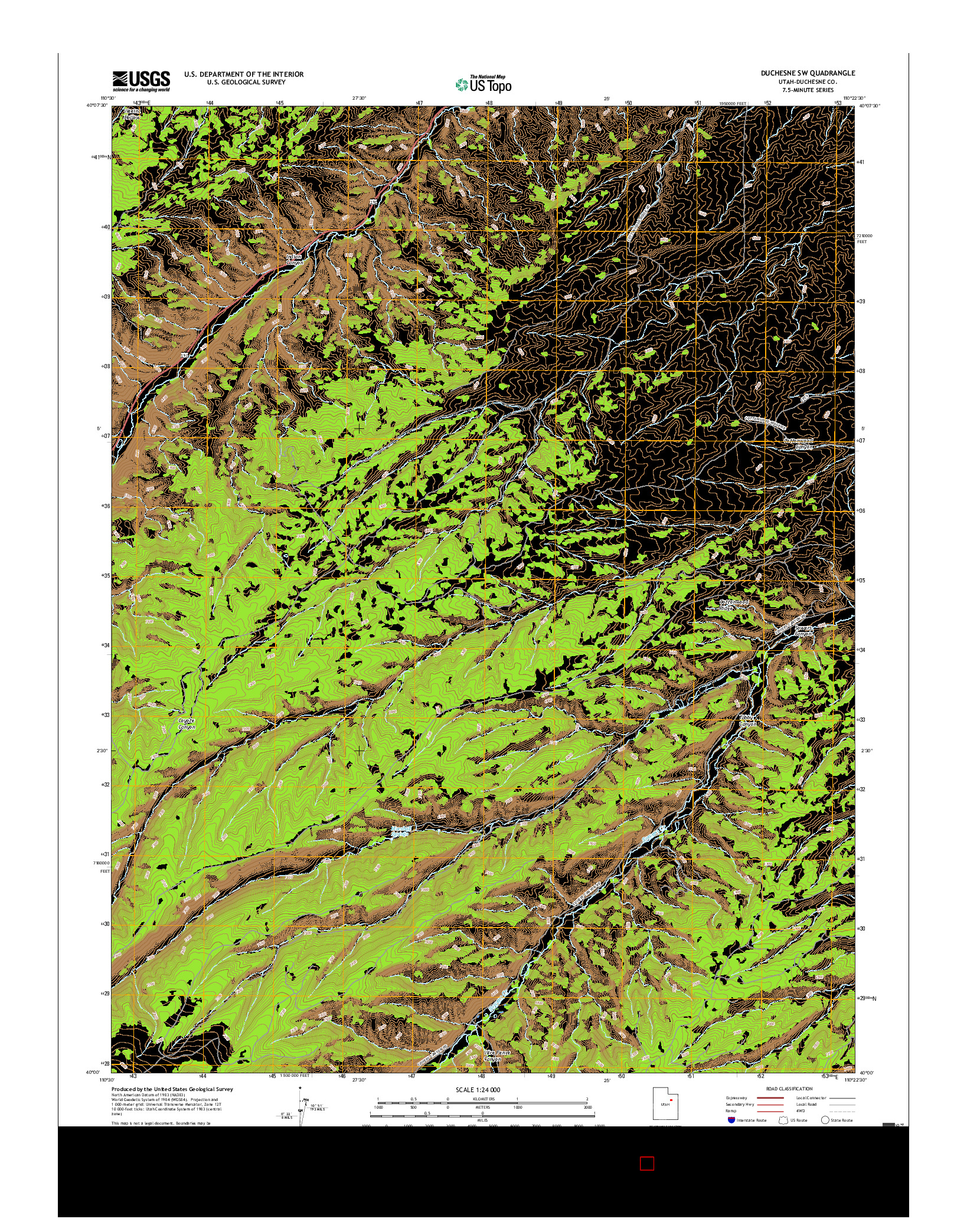 USGS US TOPO 7.5-MINUTE MAP FOR DUCHESNE SW, UT 2017