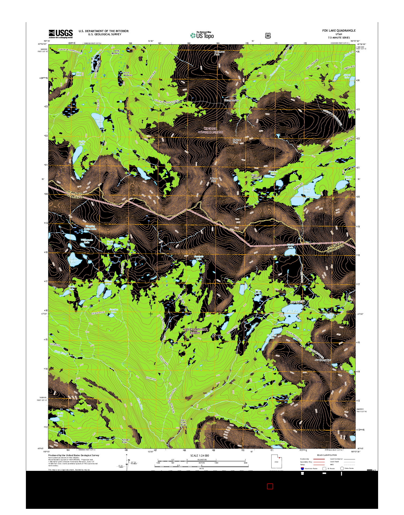 USGS US TOPO 7.5-MINUTE MAP FOR FOX LAKE, UT 2017