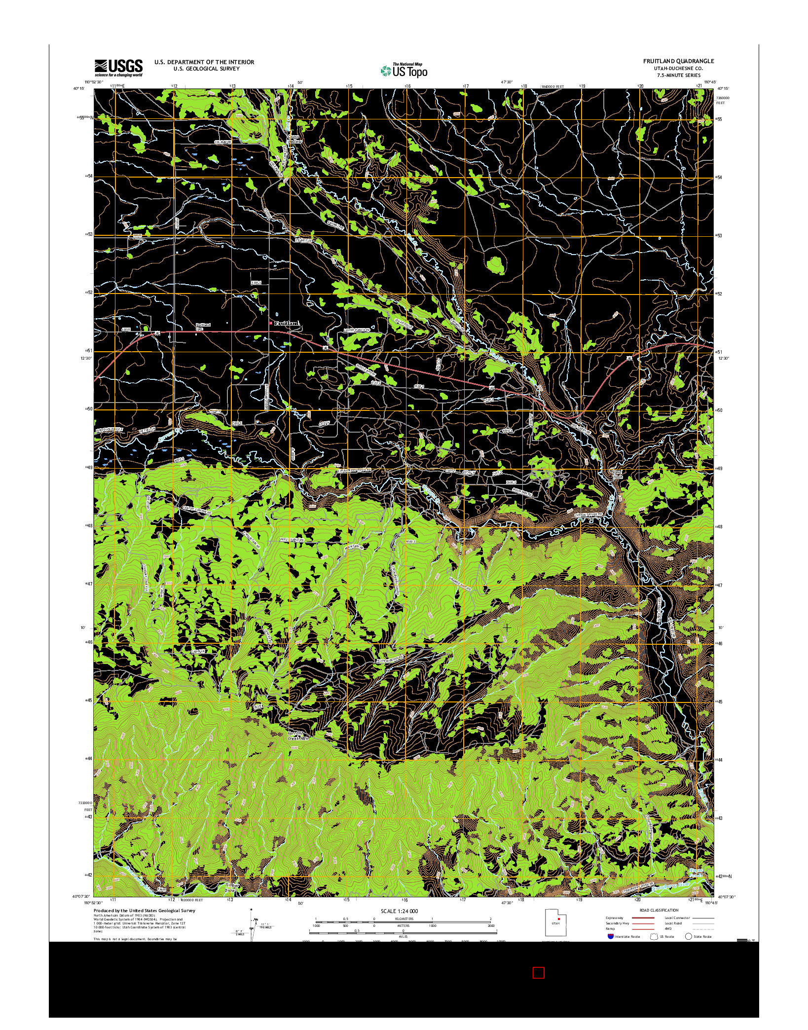 USGS US TOPO 7.5-MINUTE MAP FOR FRUITLAND, UT 2017