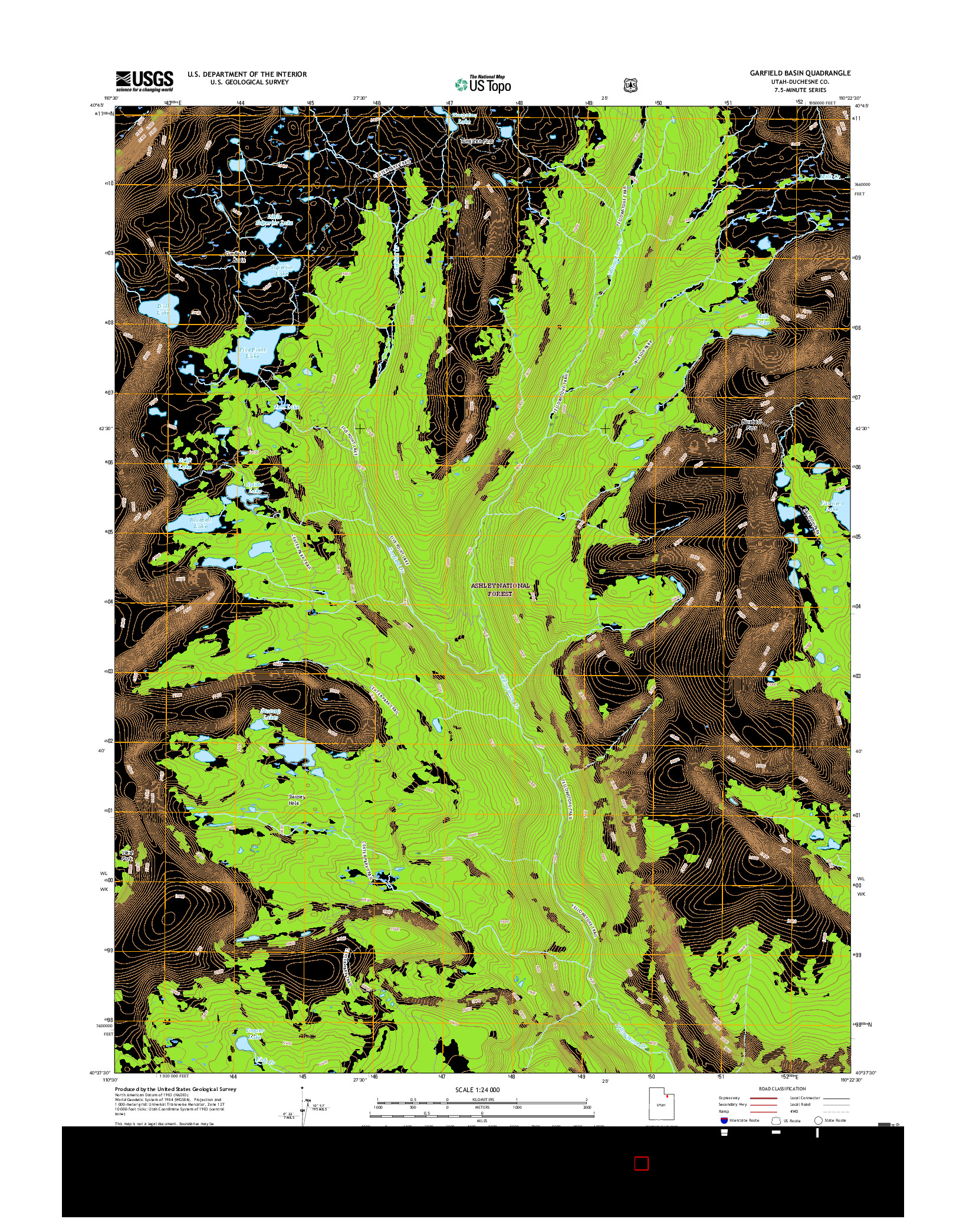 USGS US TOPO 7.5-MINUTE MAP FOR GARFIELD BASIN, UT 2017