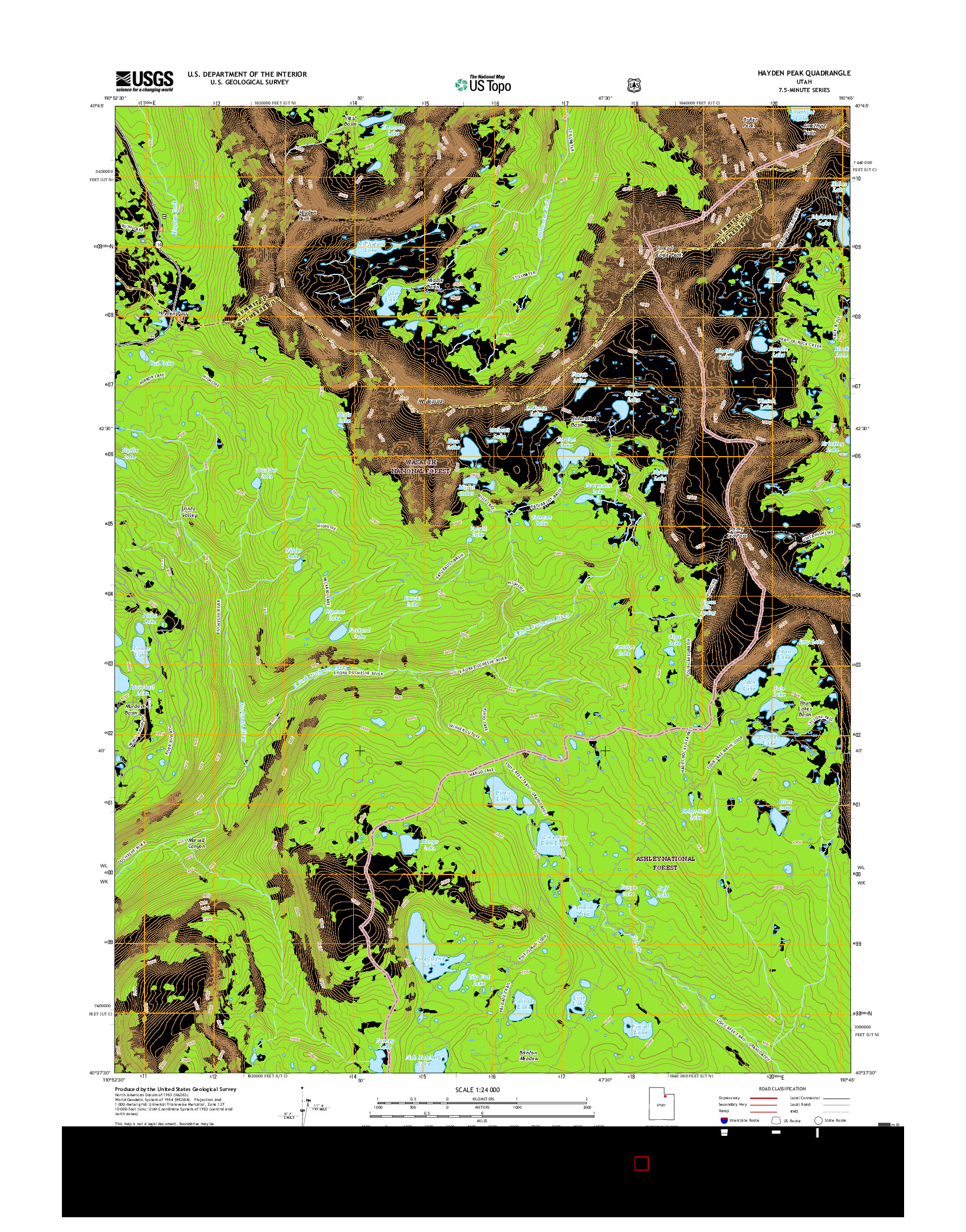 USGS US TOPO 7.5-MINUTE MAP FOR HAYDEN PEAK, UT 2017