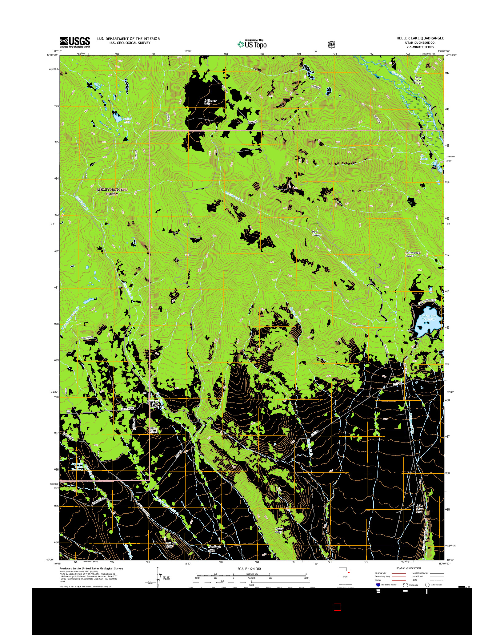 USGS US TOPO 7.5-MINUTE MAP FOR HELLER LAKE, UT 2017