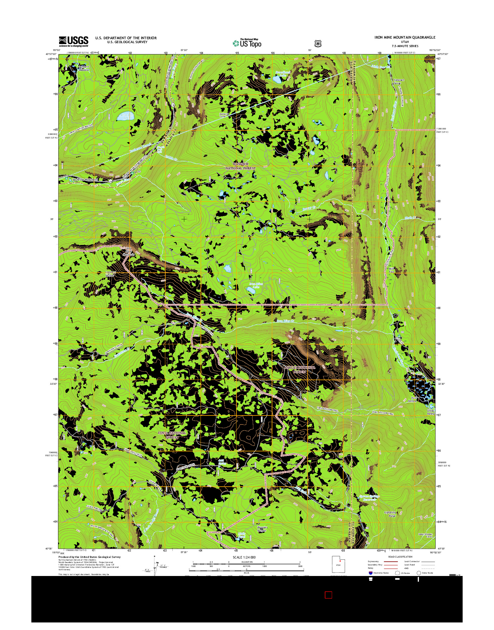 USGS US TOPO 7.5-MINUTE MAP FOR IRON MINE MOUNTAIN, UT 2017