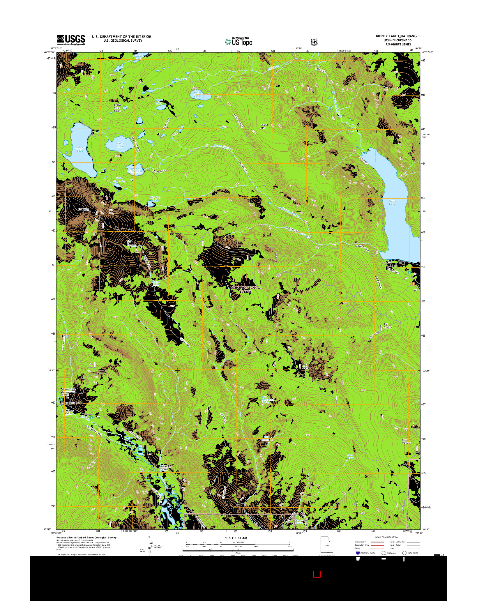 USGS US TOPO 7.5-MINUTE MAP FOR KIDNEY LAKE, UT 2017