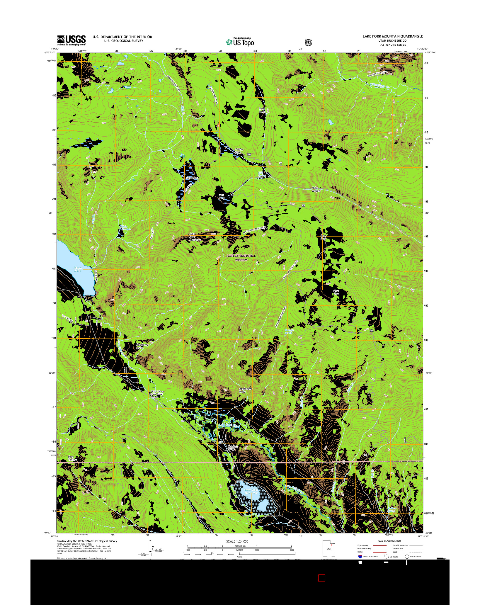 USGS US TOPO 7.5-MINUTE MAP FOR LAKE FORK MOUNTAIN, UT 2017