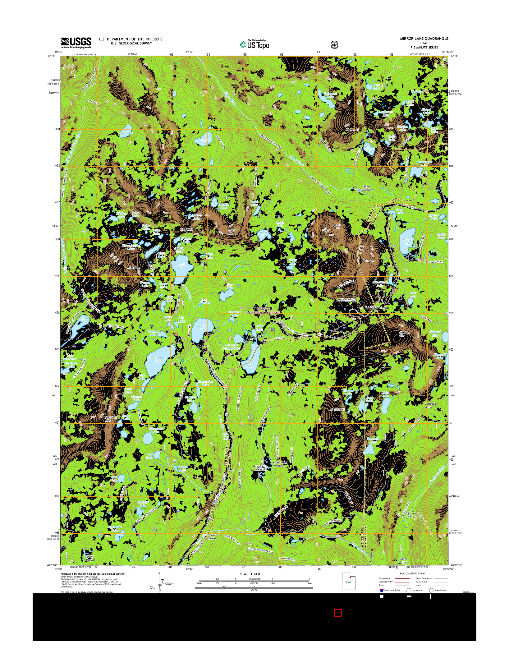 USGS US TOPO 7.5-MINUTE MAP FOR MIRROR LAKE, UT 2017