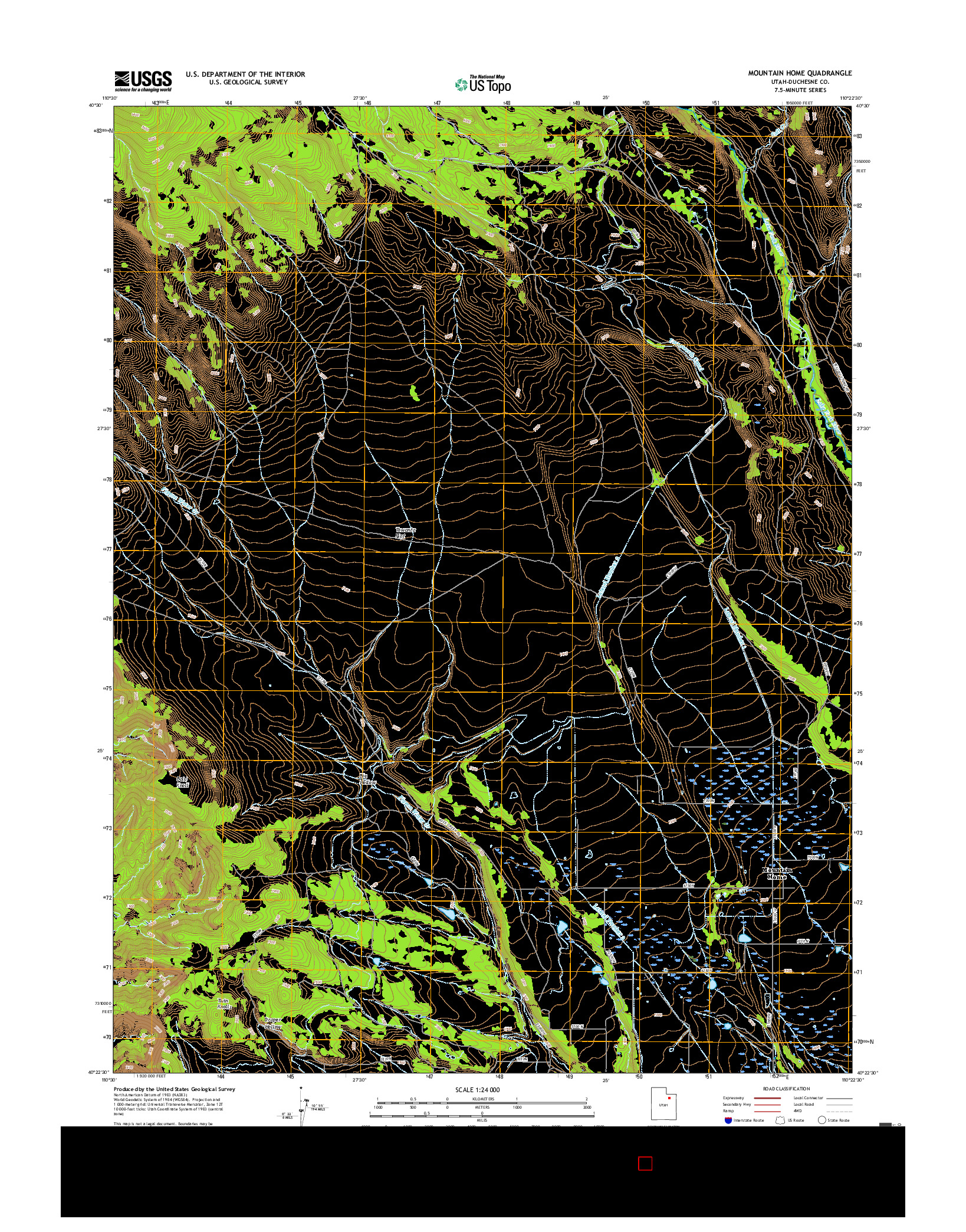 USGS US TOPO 7.5-MINUTE MAP FOR MOUNTAIN HOME, UT 2017
