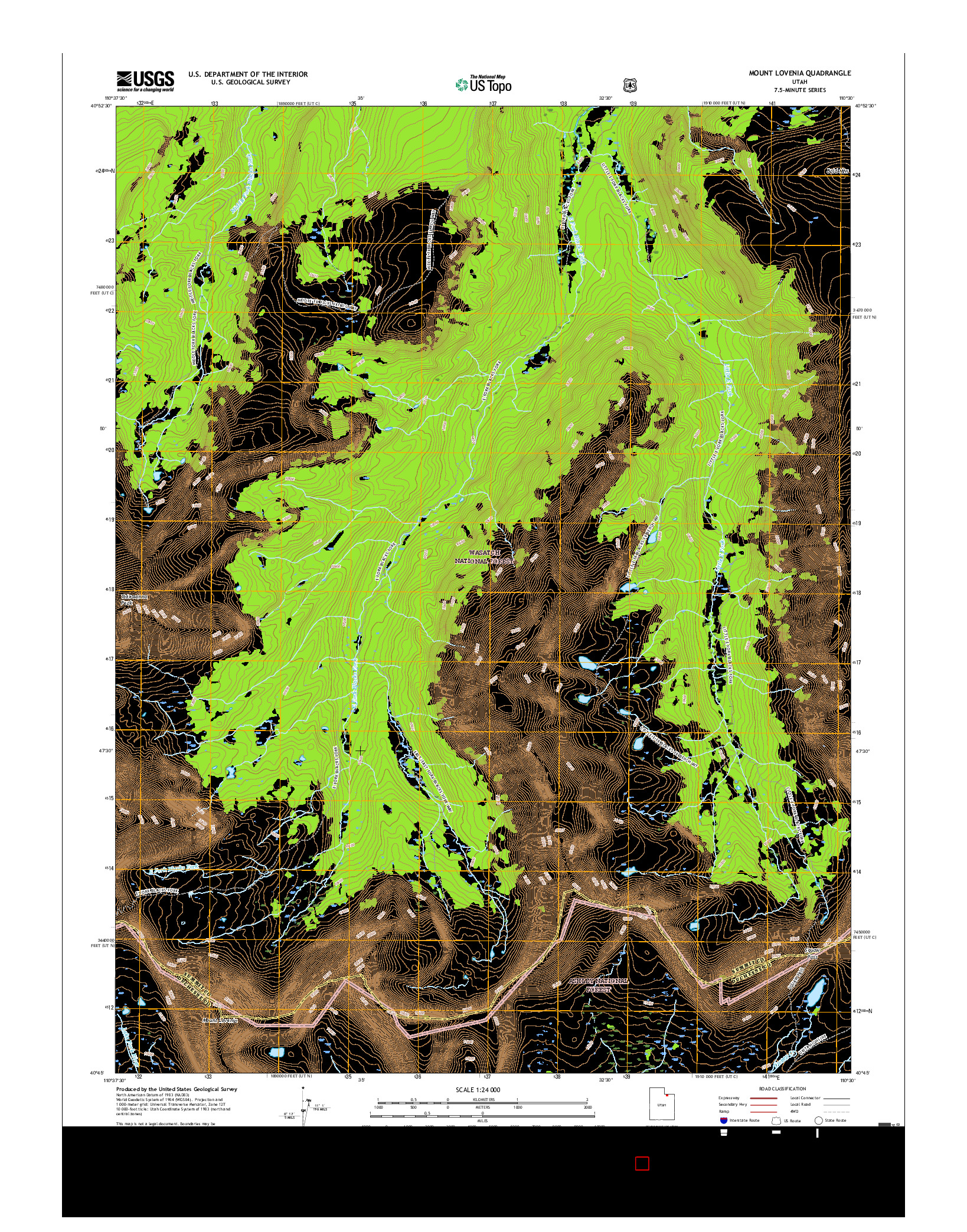 USGS US TOPO 7.5-MINUTE MAP FOR MOUNT LOVENIA, UT 2017