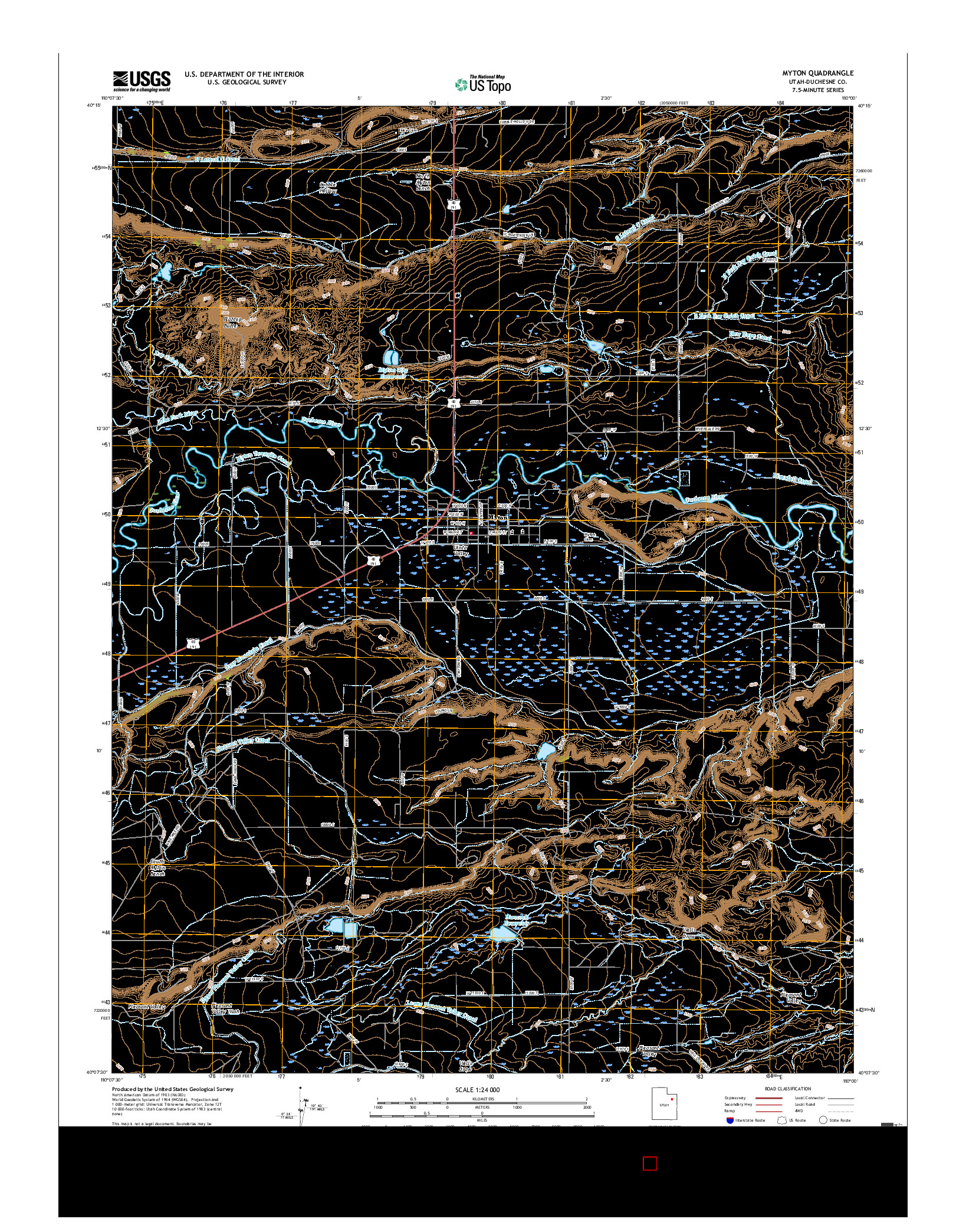 USGS US TOPO 7.5-MINUTE MAP FOR MYTON, UT 2017