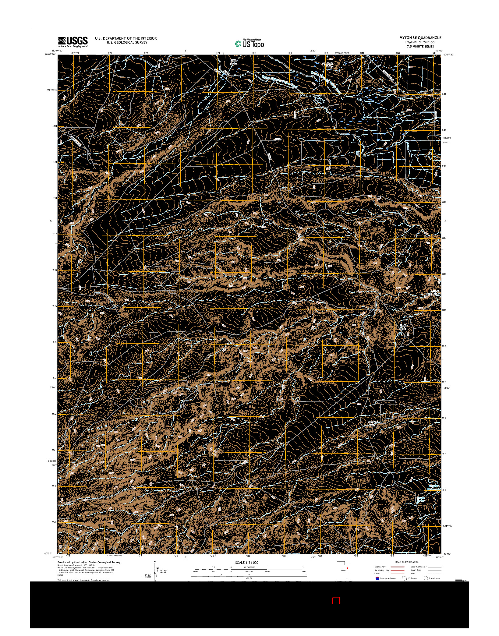 USGS US TOPO 7.5-MINUTE MAP FOR MYTON SE, UT 2017