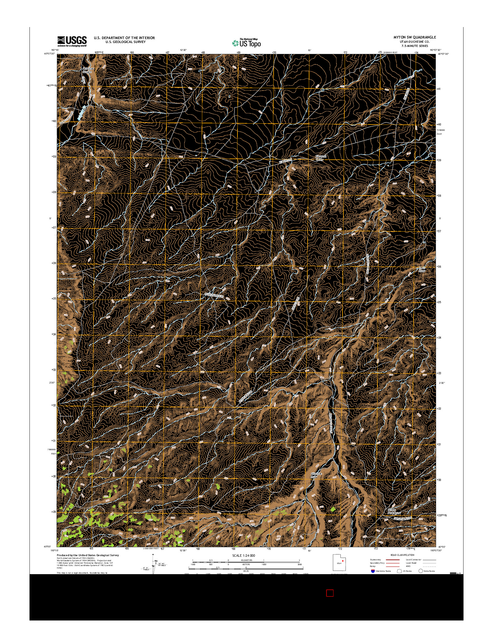 USGS US TOPO 7.5-MINUTE MAP FOR MYTON SW, UT 2017