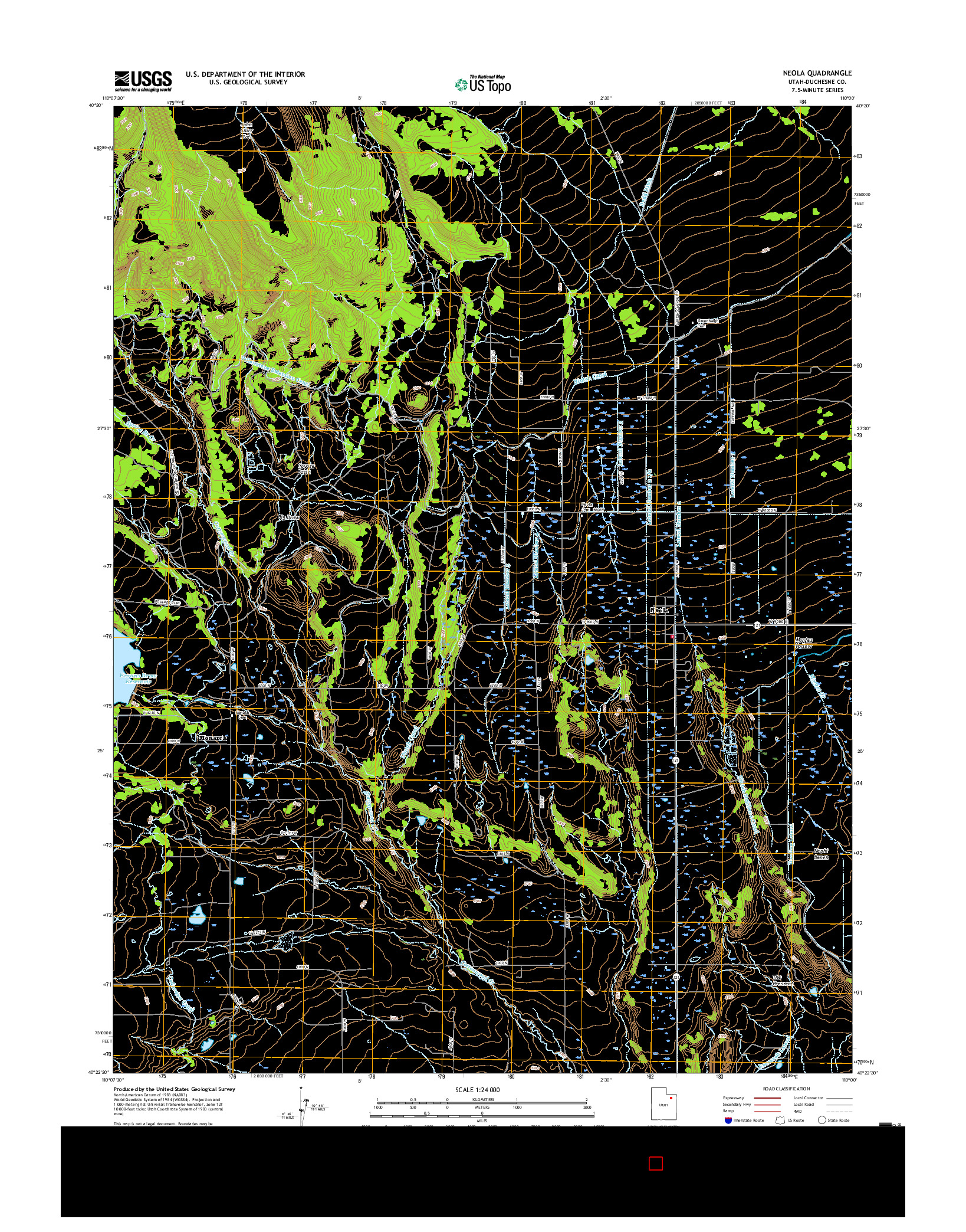 USGS US TOPO 7.5-MINUTE MAP FOR NEOLA, UT 2017