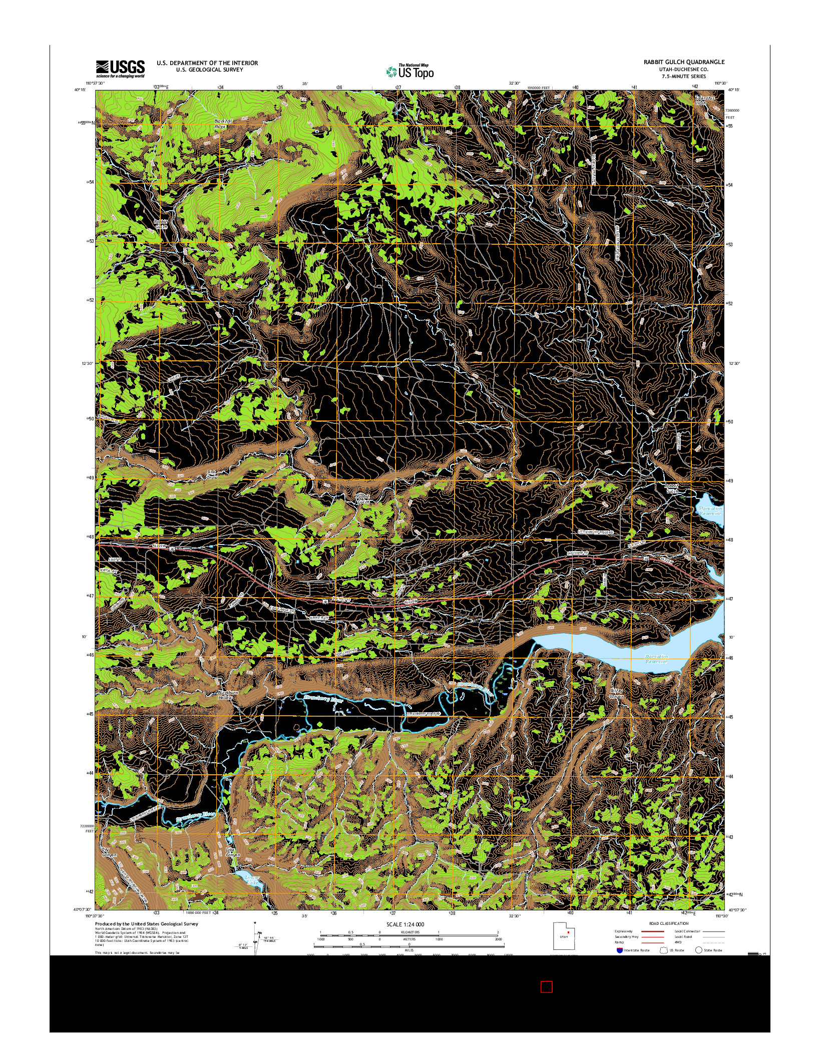 USGS US TOPO 7.5-MINUTE MAP FOR RABBIT GULCH, UT 2017