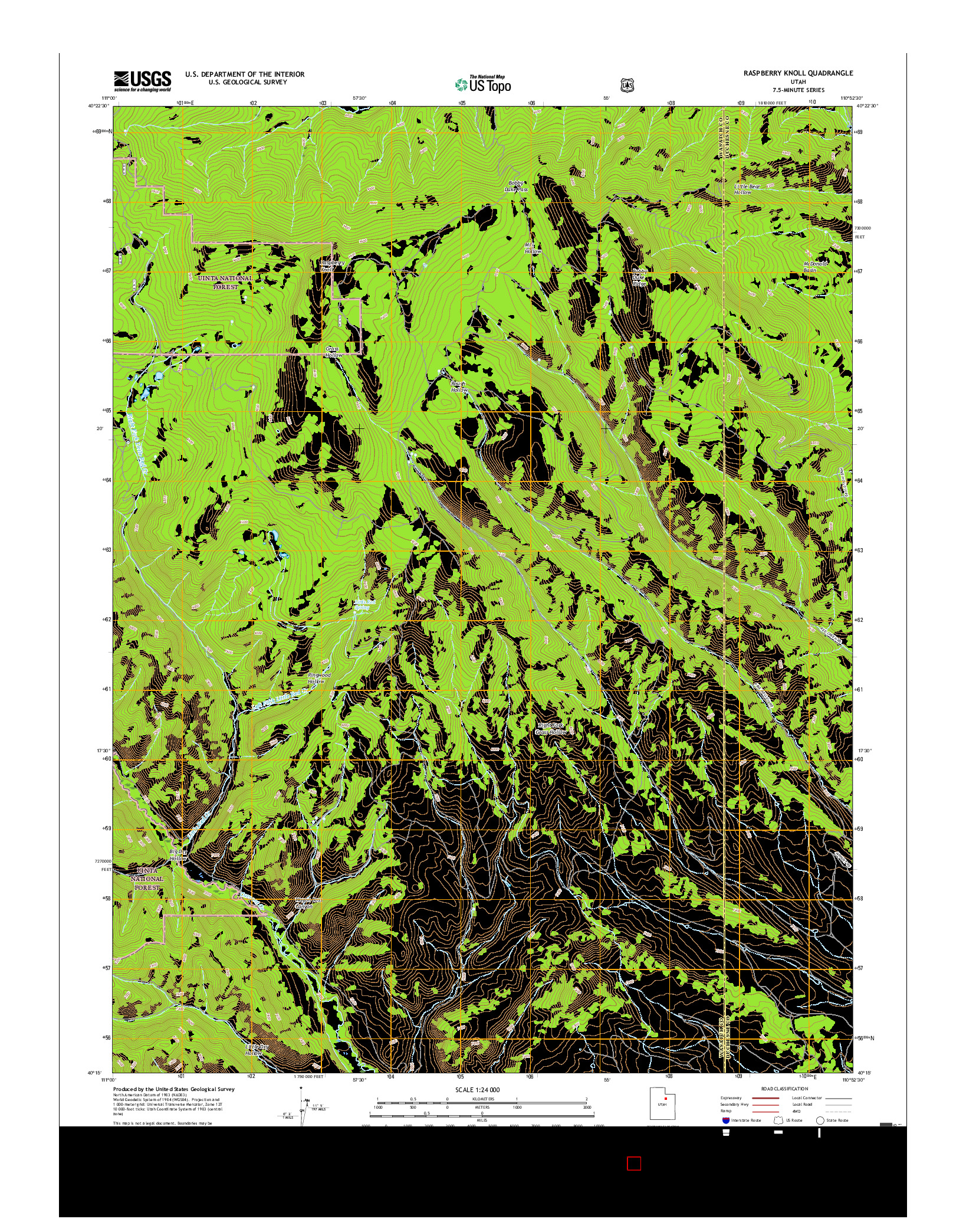 USGS US TOPO 7.5-MINUTE MAP FOR RASPBERRY KNOLL, UT 2017