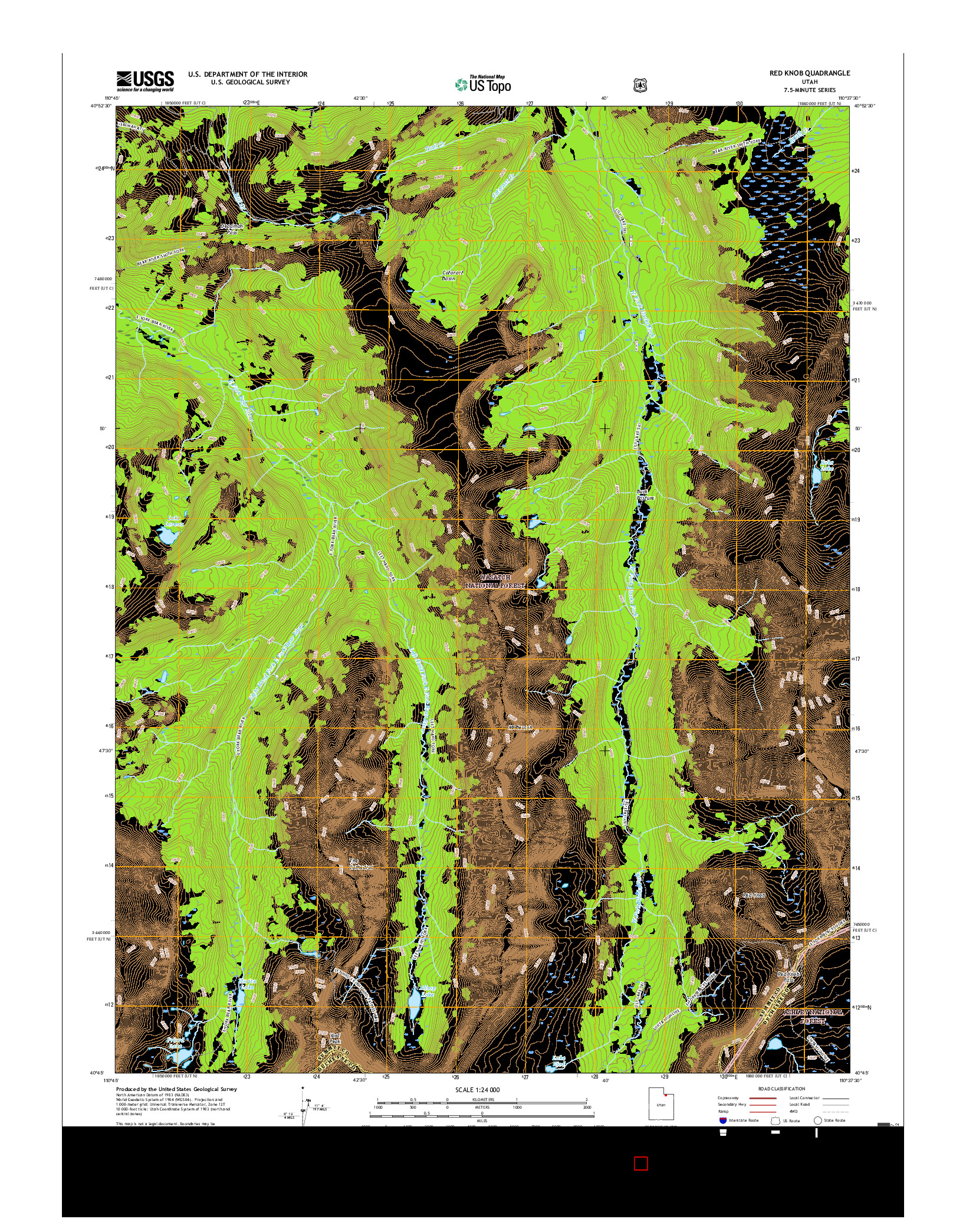 USGS US TOPO 7.5-MINUTE MAP FOR RED KNOB, UT 2017