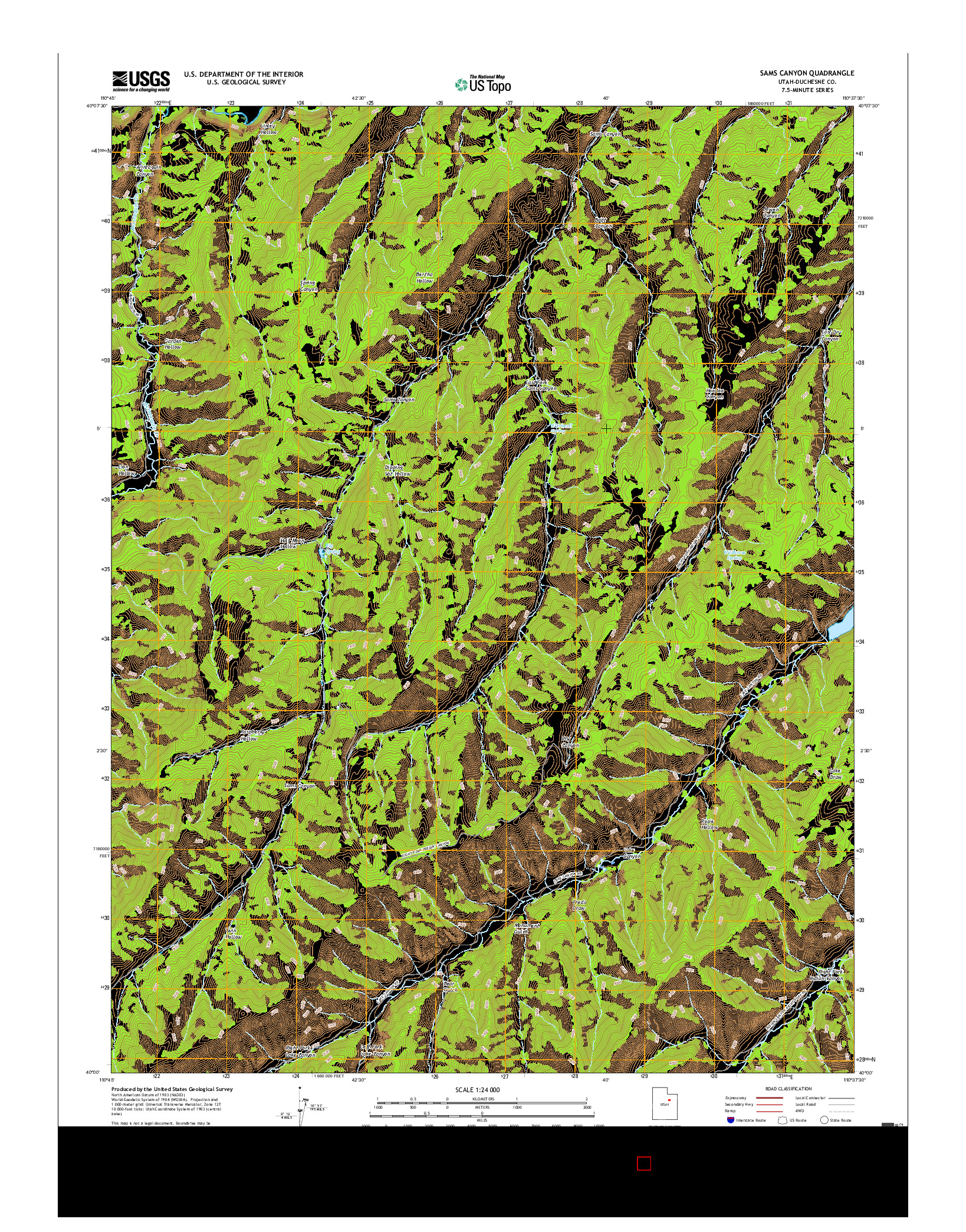 USGS US TOPO 7.5-MINUTE MAP FOR SAMS CANYON, UT 2017