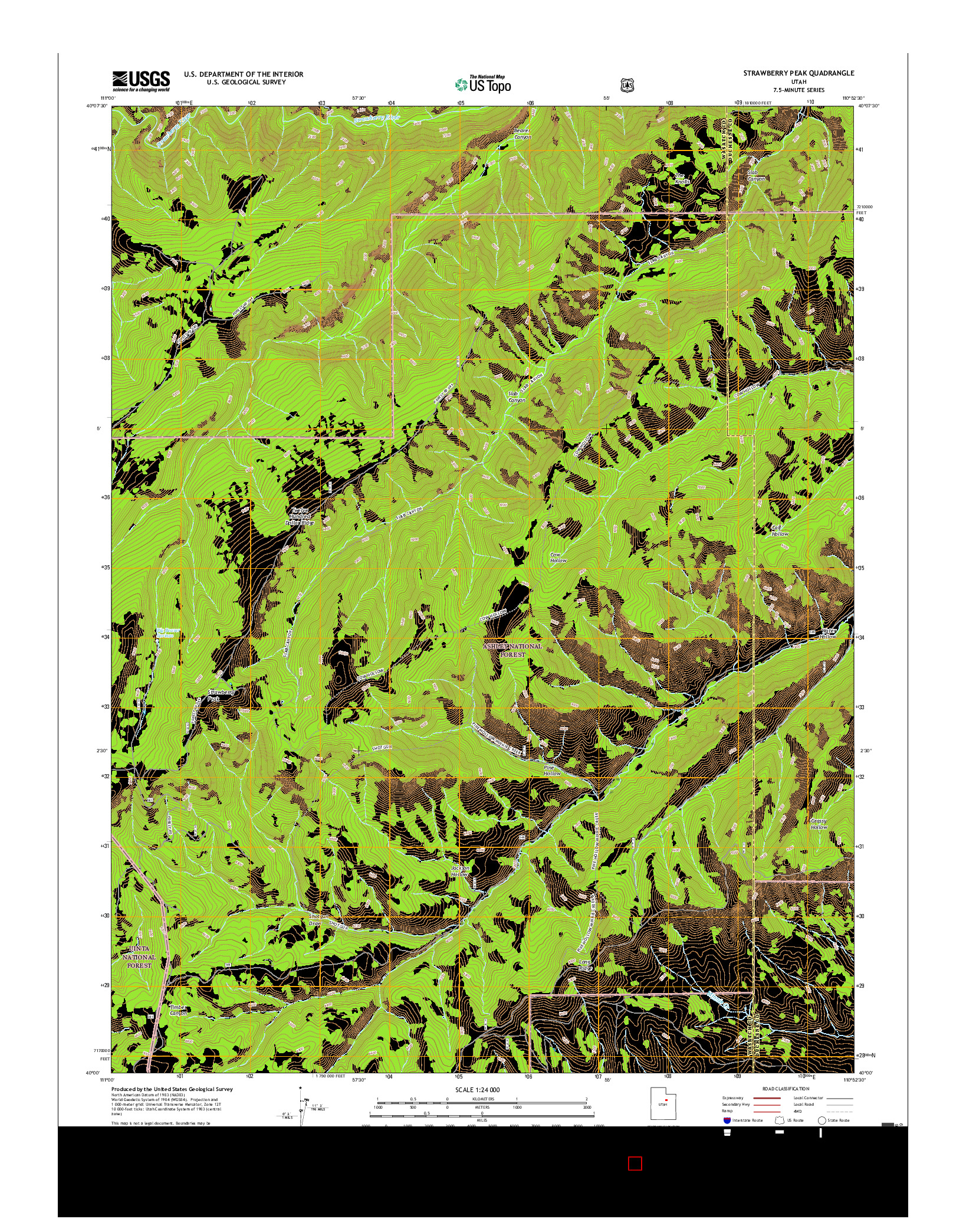 USGS US TOPO 7.5-MINUTE MAP FOR STRAWBERRY PEAK, UT 2017