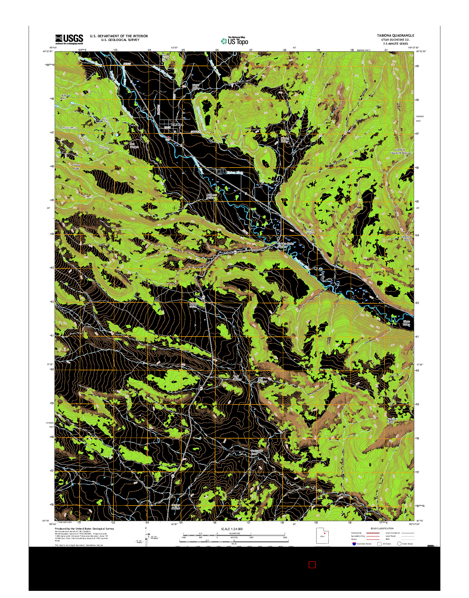 USGS US TOPO 7.5-MINUTE MAP FOR TABIONA, UT 2017